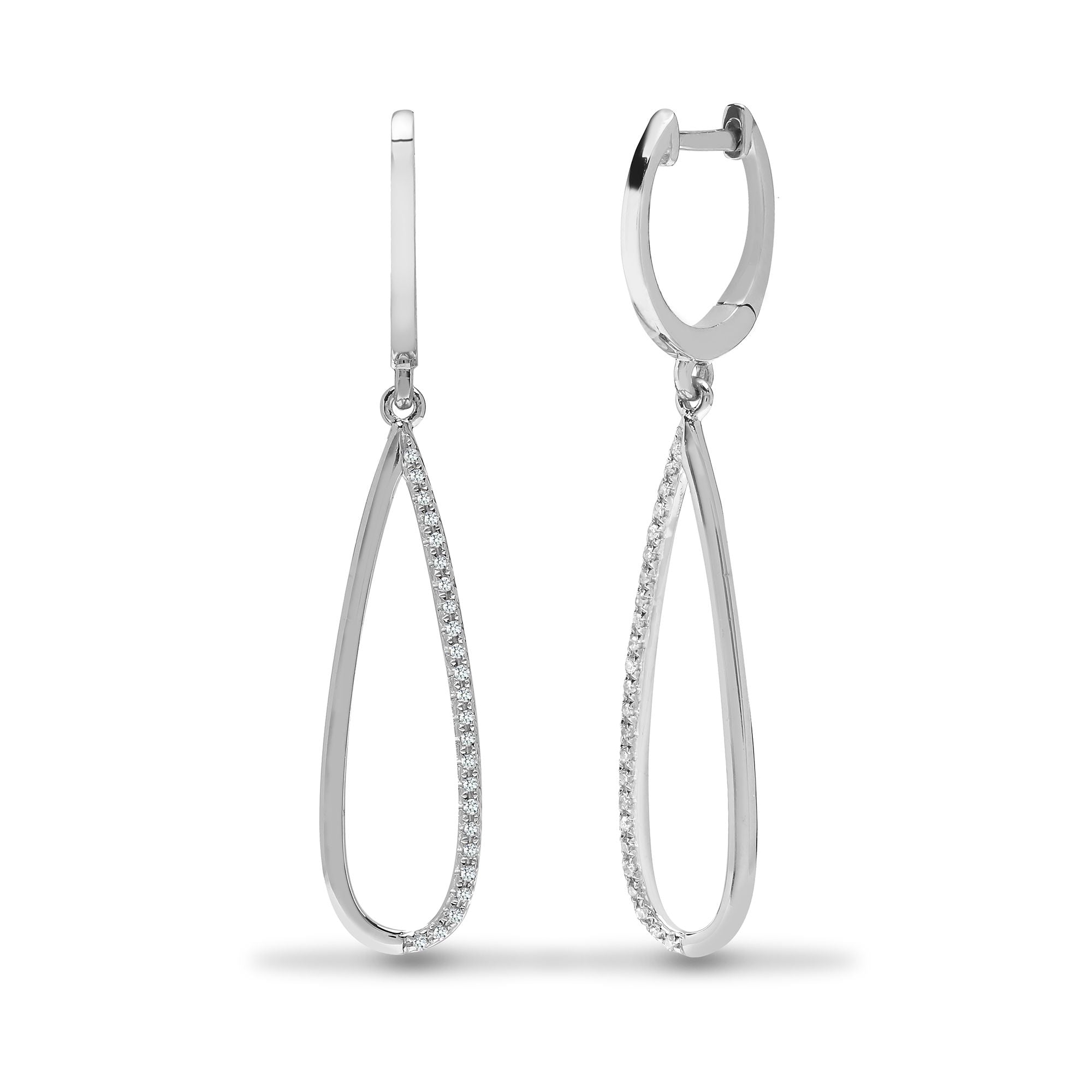 9ct White 14pts Drop Earrings