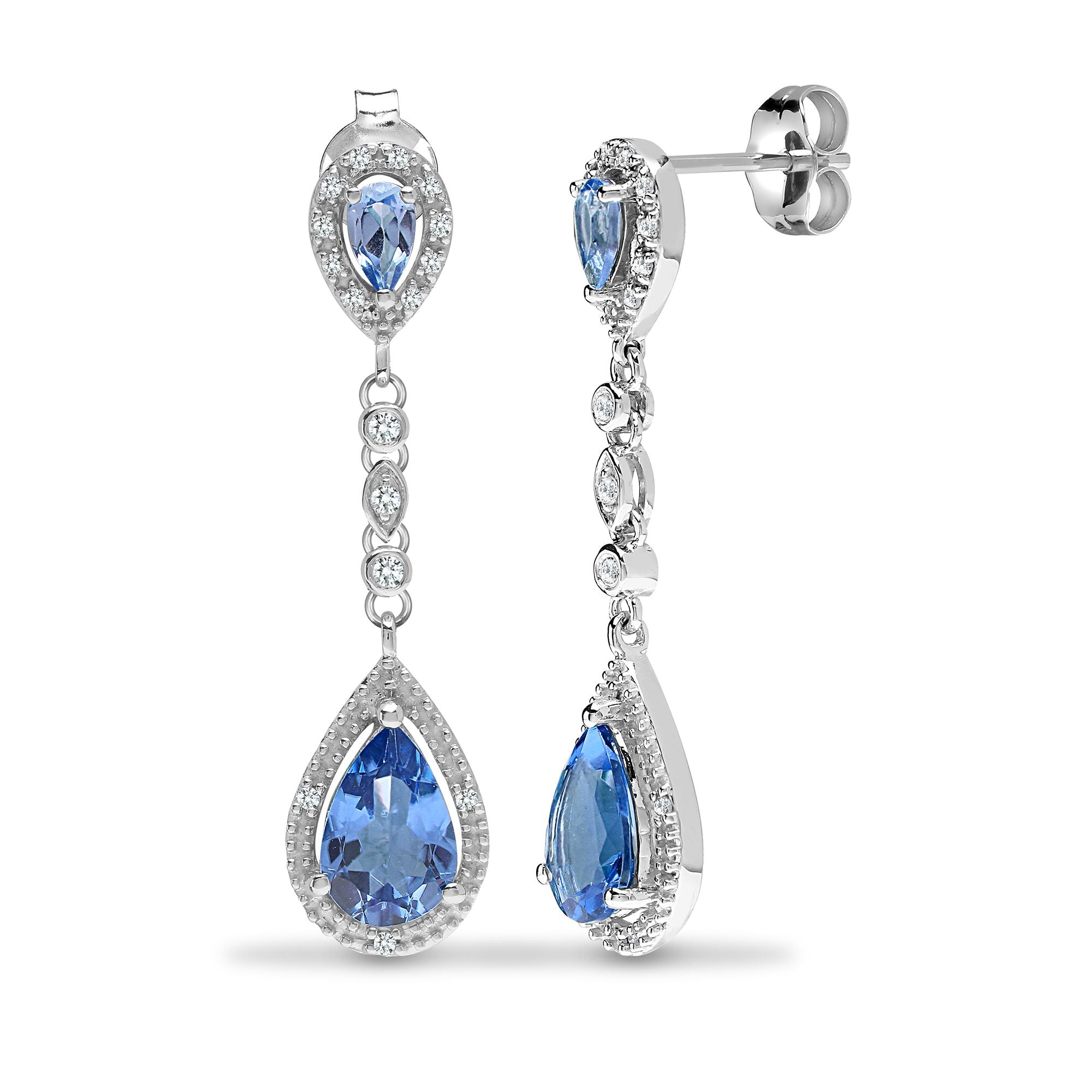 9ct White Dia-19pts B.Top-3.50ct Drop Earrings