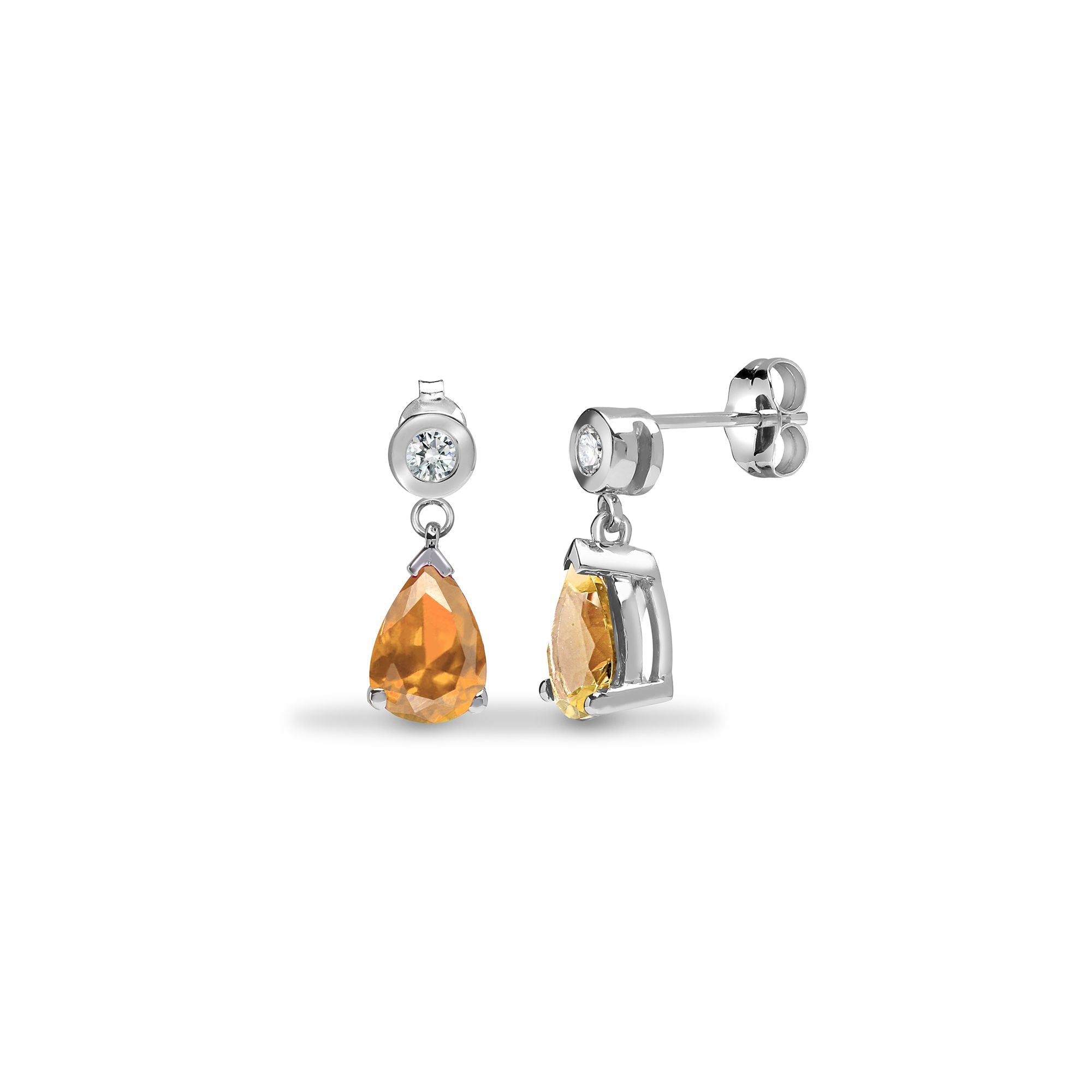 9ct White Dia-8pts Morganite-1.40ct Drop Earrings