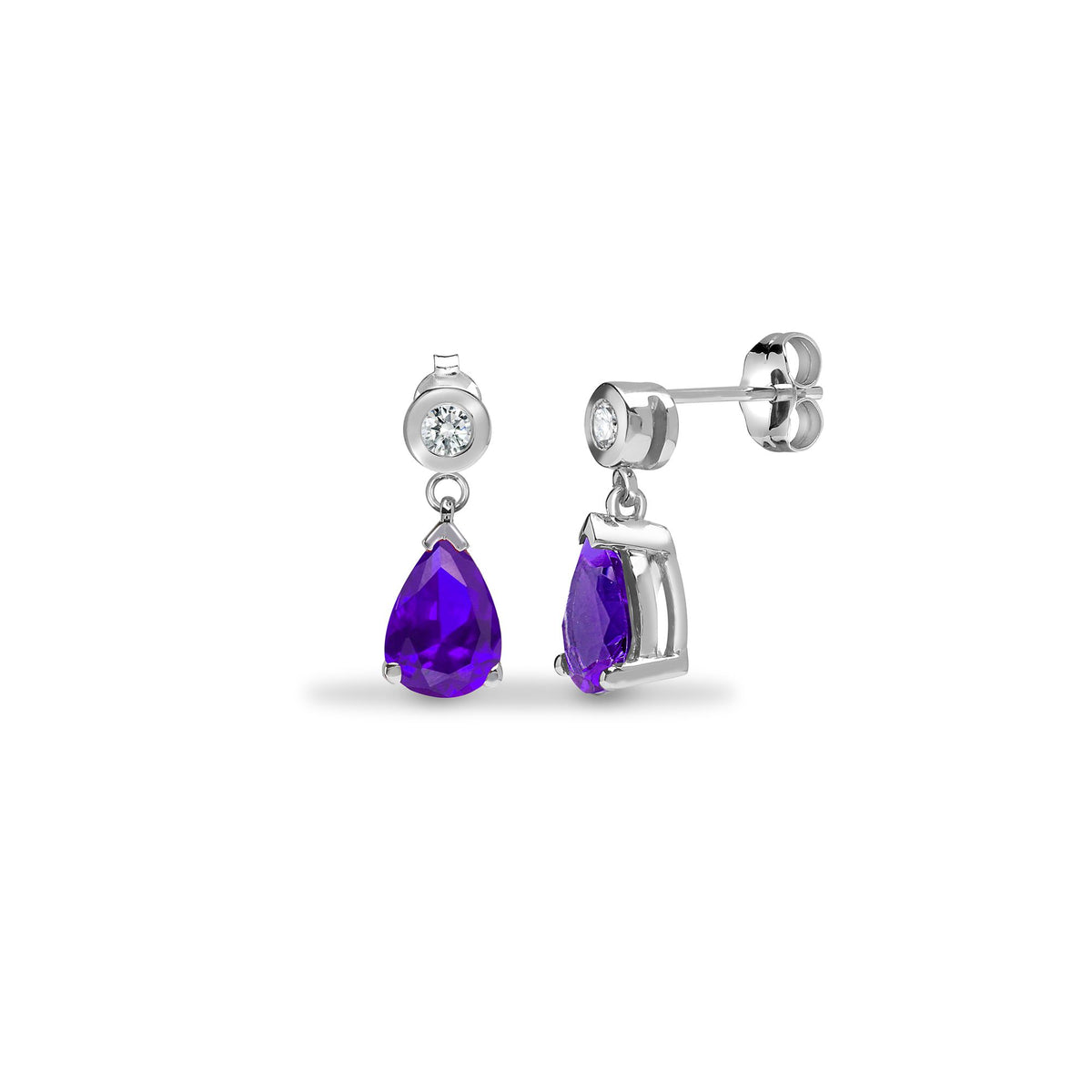 9ct White Dia-8pts Tanz-1.20ct Drop Earrings