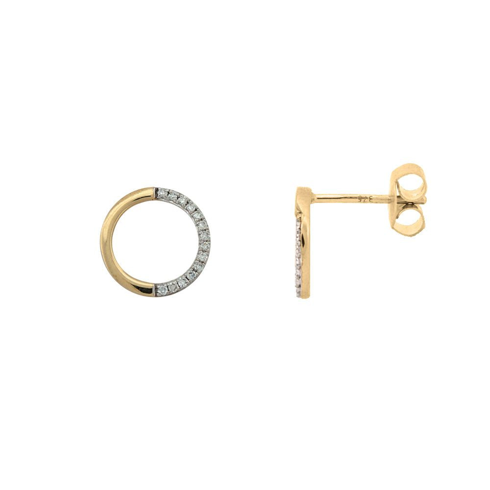 9ct Yellow Gold 0.08ct Diamond Circle Earrings