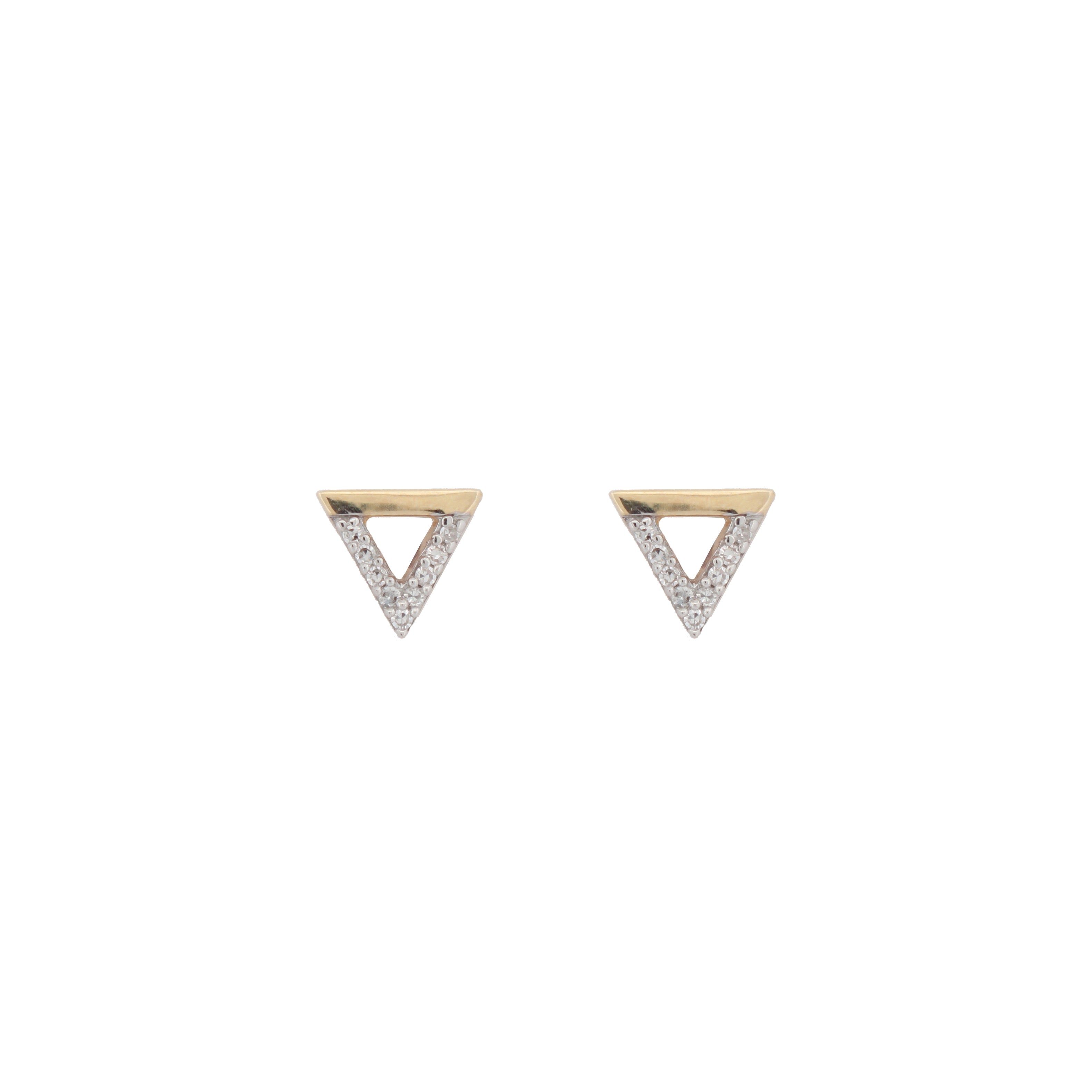 9ct Yellow Gold 0.06ct Diamond Triangle Earrings