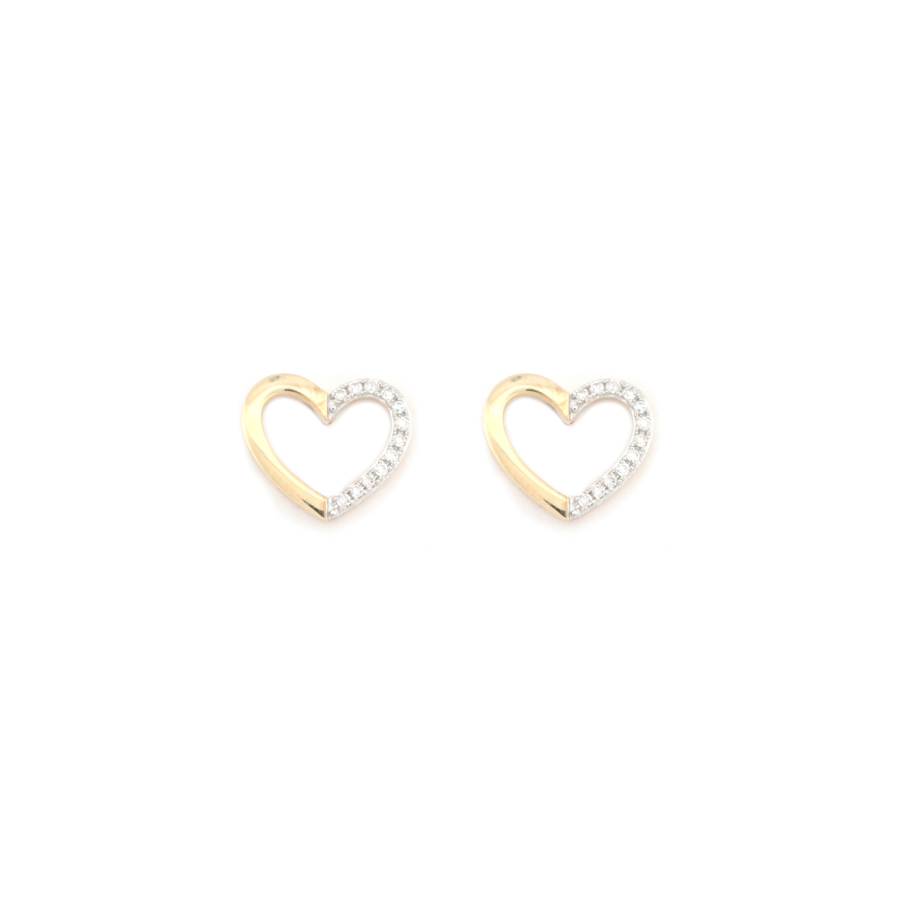 9E217 | 9ct Yellow Gold 0.06ct Diamond Heart Earrings