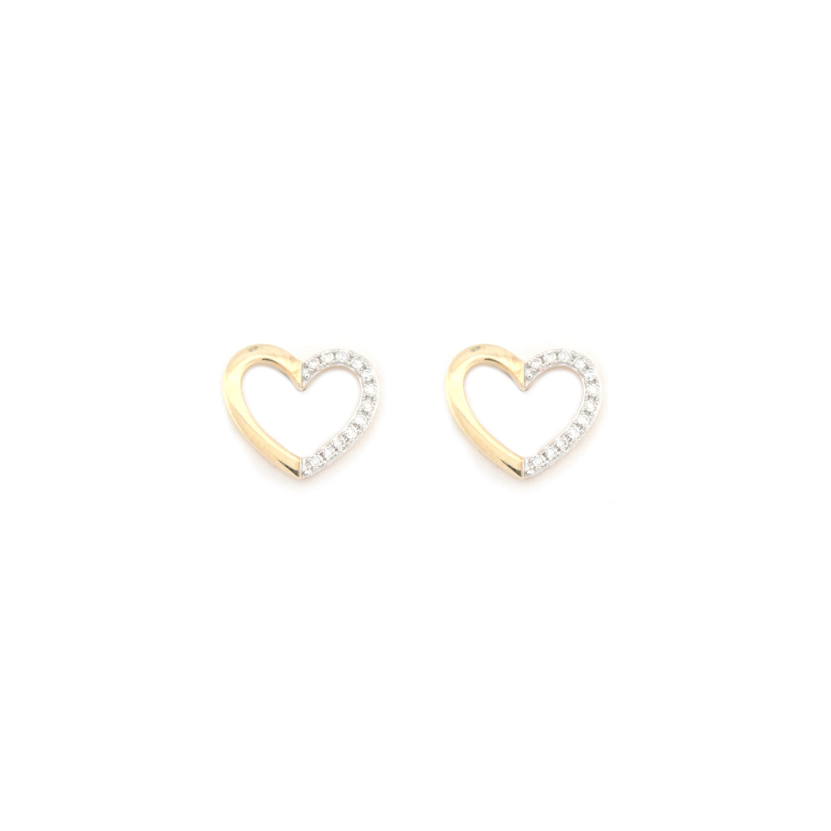 9ct Gold 0.06ct Diamond Heart Earrings