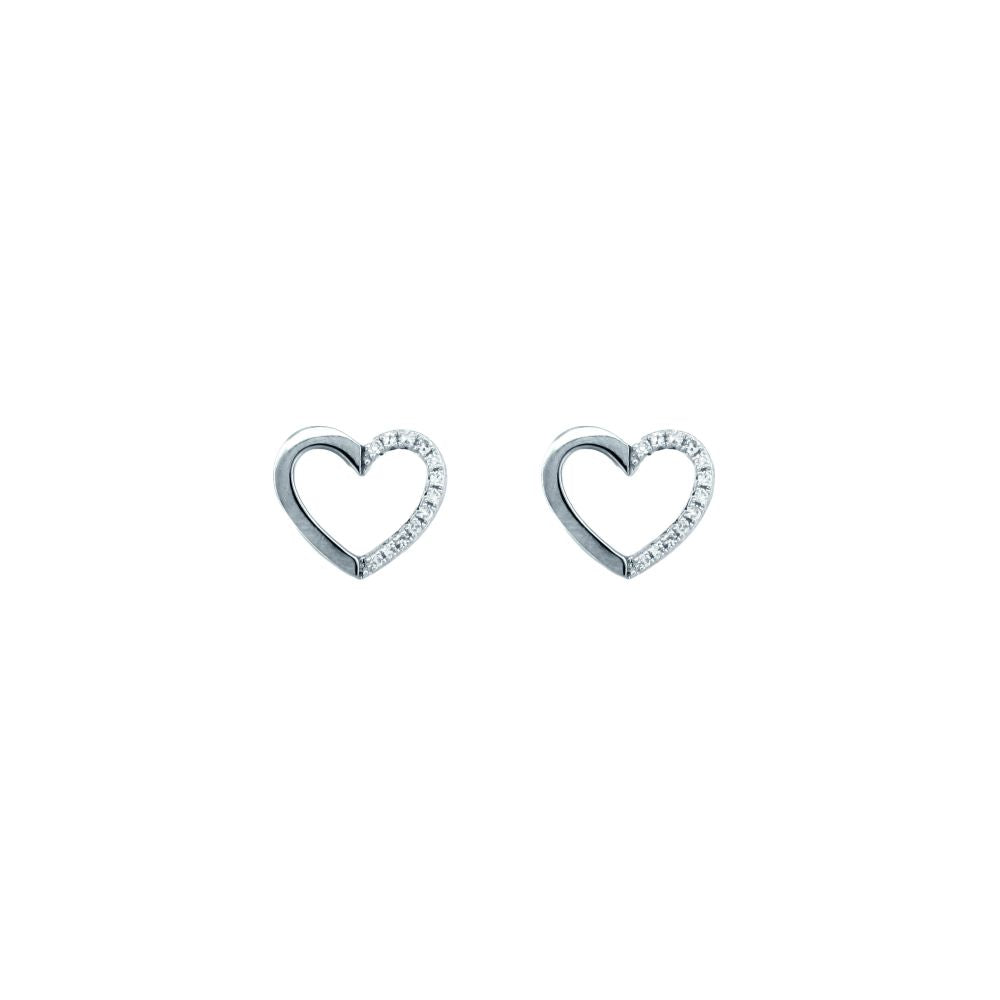 9ct White Gold 0.06ct Diamond Heart Earrings