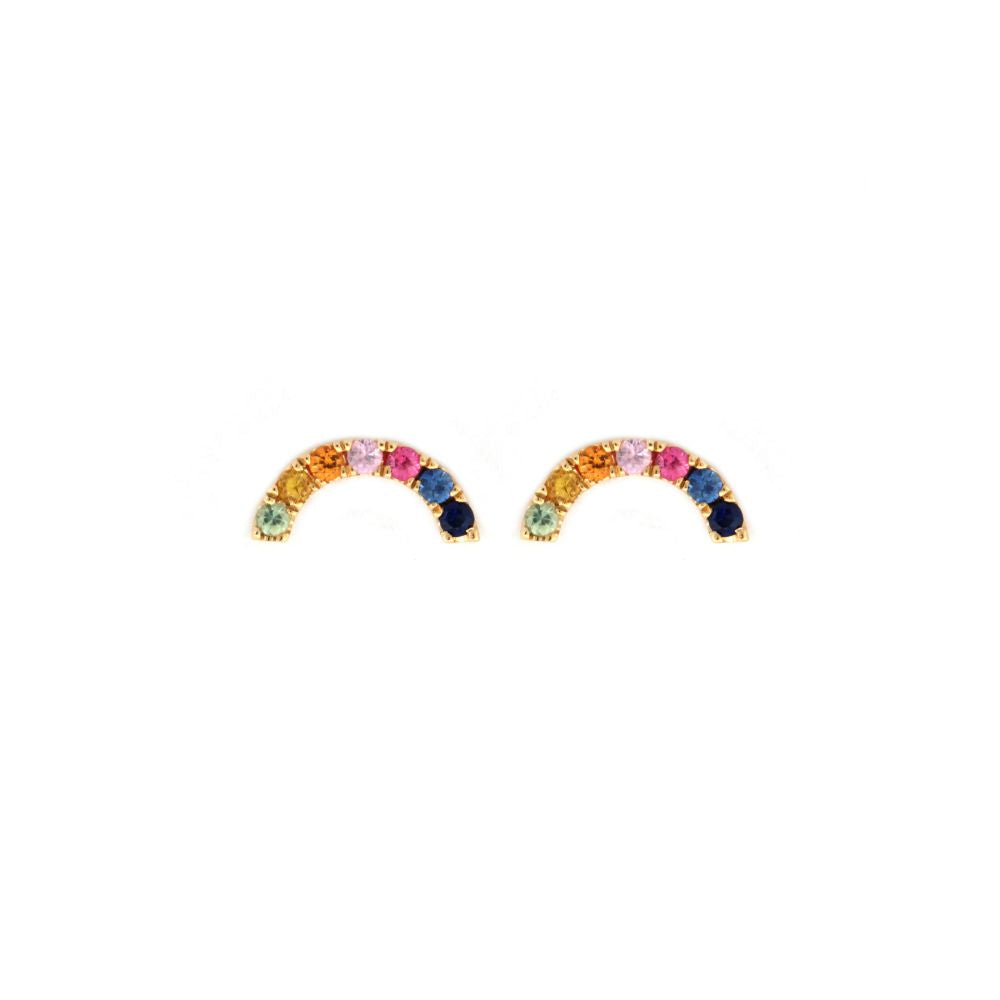 9ct Yellow Gold 0.34ct Rainbow Saph Earrings