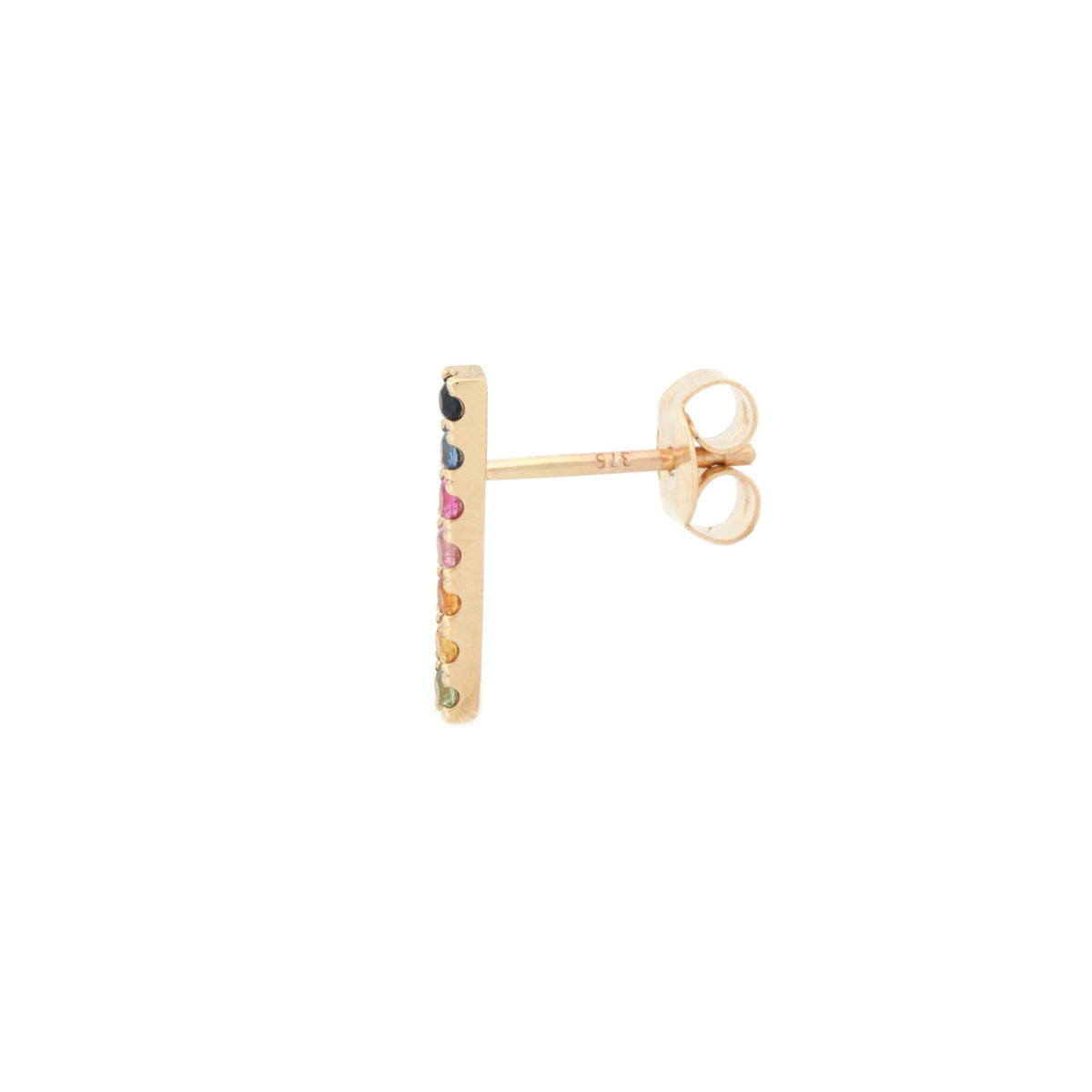 9ct Yellow Gold 0.34ct Rainbow Saph Bar Earrings