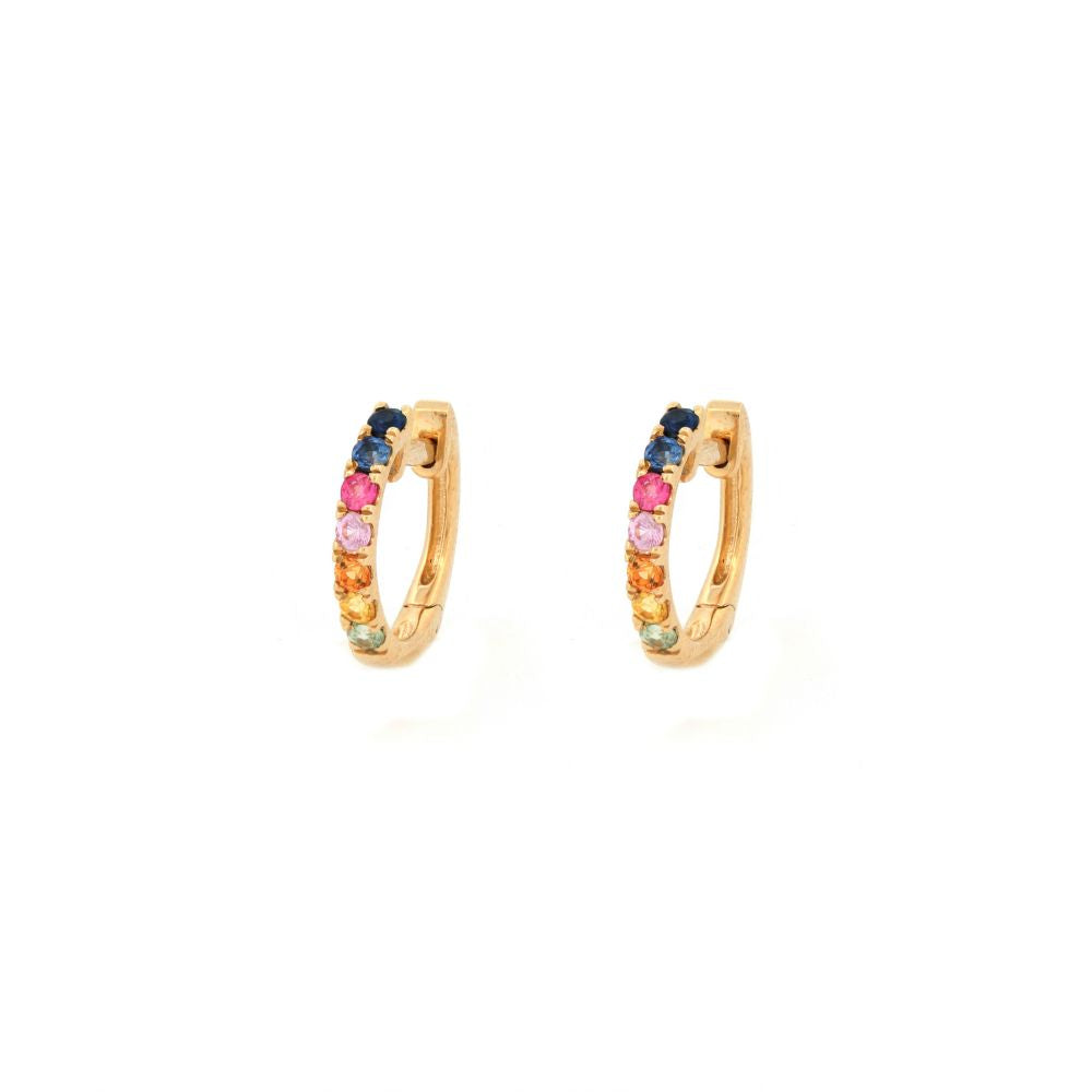 9ct Yellow Gold 0.34ct Rainbow Saph 12mm Hoop Earrings