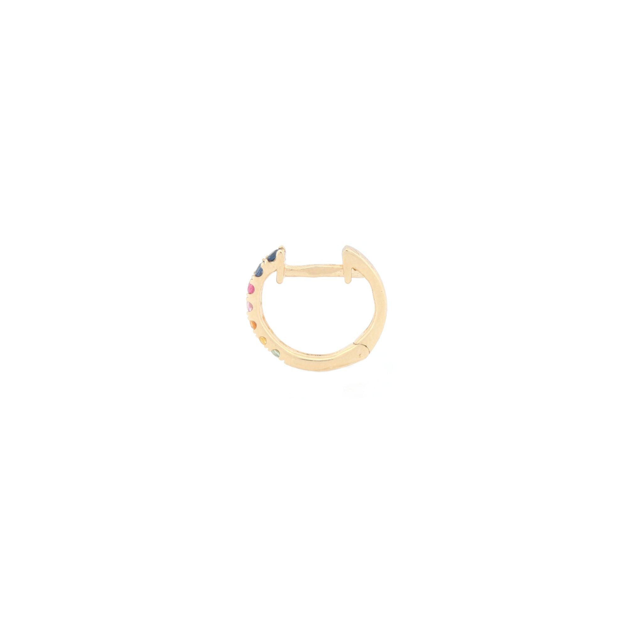 9ct Yellow Gold 0.34ct Rainbow Saph 12mm Hoop Earrings
