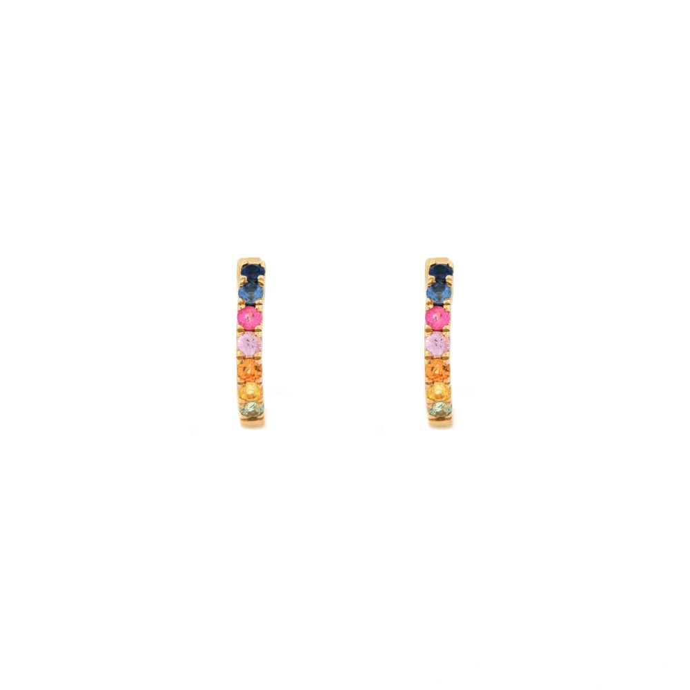 9ct Yellow Gold 0.34ct Rainbow Saph 12mm Hoop Earrings