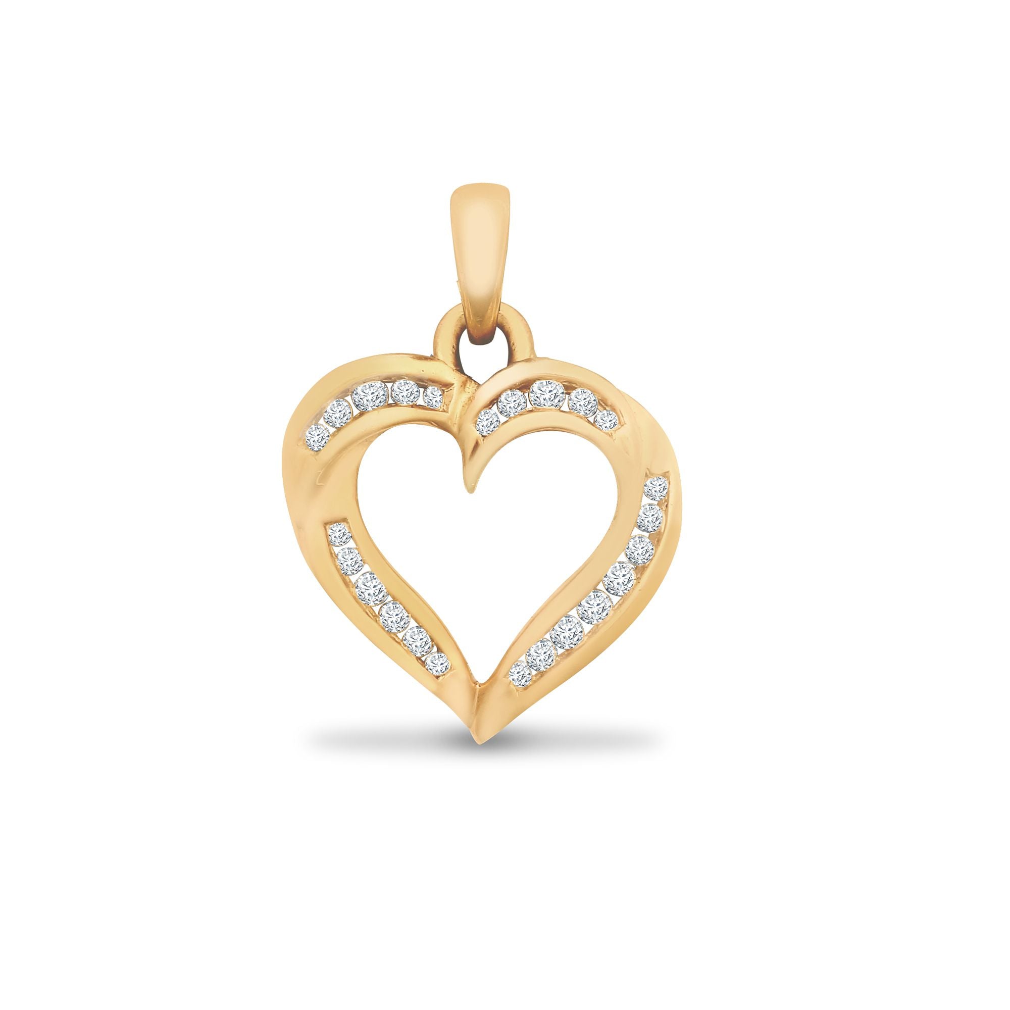 9ct Yellow Gold Natural Diamond Heart Pendant