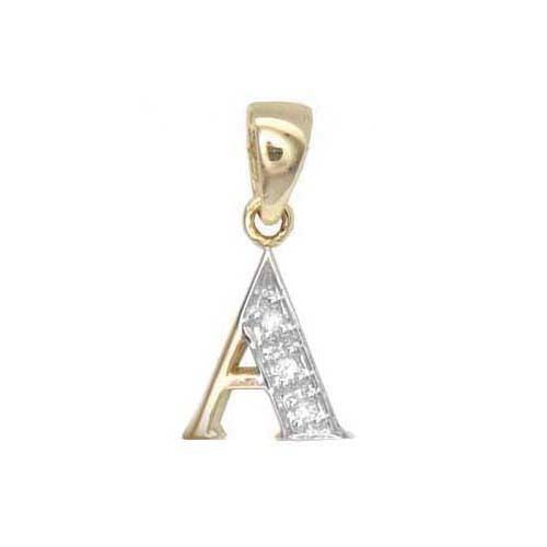 9ct Yellow Gold Natural Diamond Set Initial Pendant -Initial A