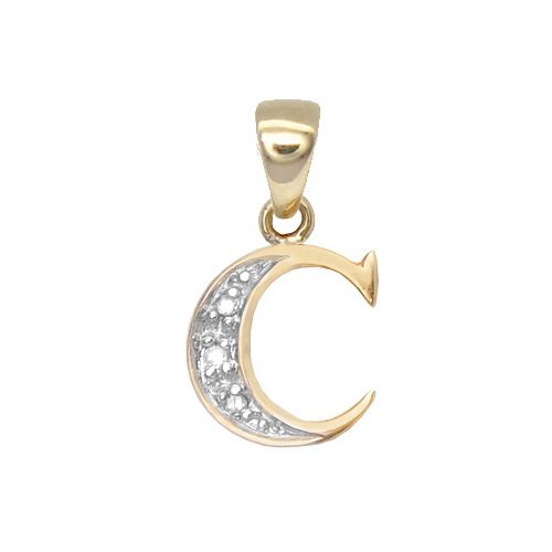 9ct Yellow Gold Natural Diamond Set Initial Pendant -Initial C