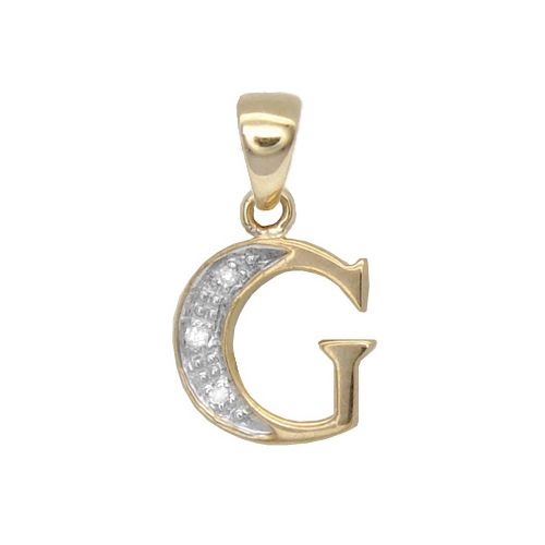 9ct Yellow Gold Natural Diamond Set Initial Pendant -Initial G