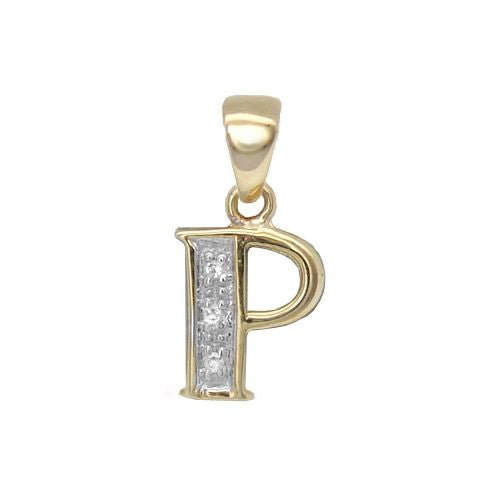 9ct Yellow Gold Natural Diamond Set Initial Pendant -Initial P
