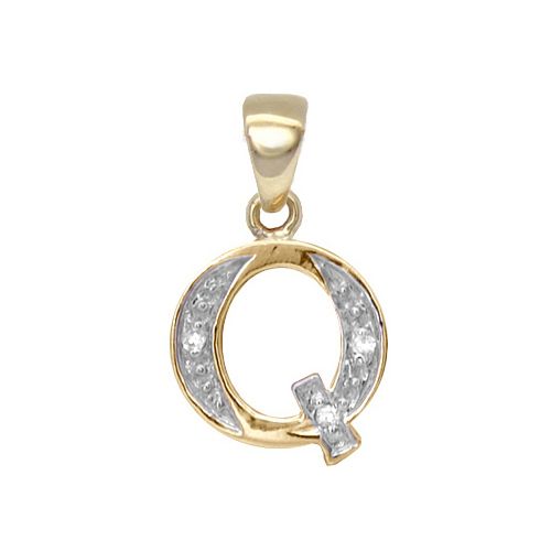 9ct Yellow Gold Natural Diamond Set Initial Pendant -Initial Q