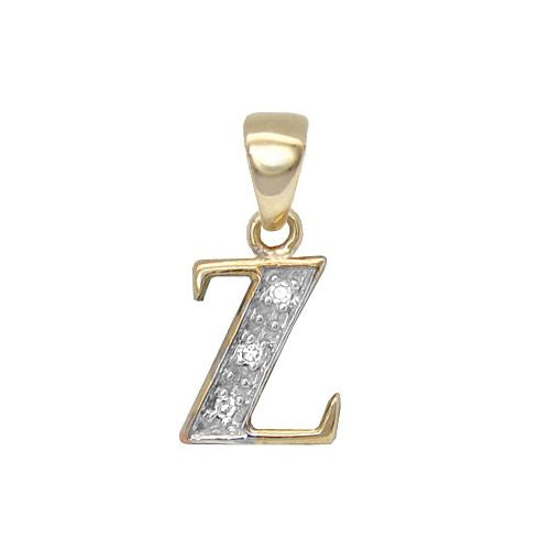 9ct Yellow Gold Natural Diamond Set Initial Pendant -Initial Z