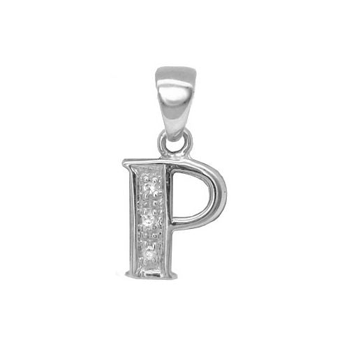 9ct White Gold Natural Diamond Set Initial Pendant -Initial P