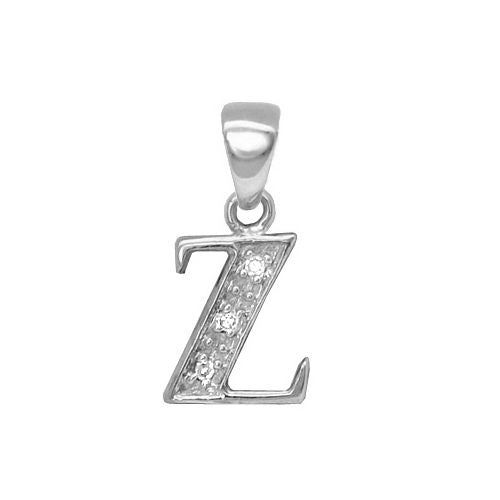 9ct White Gold Natural Diamond Set Initial Pendant -Initial Z