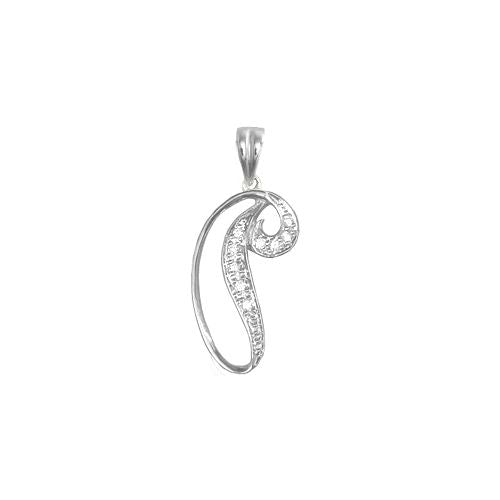 9P060-P | 9ct White Gold Natural Diamond Set Initial Pendant -Initial P