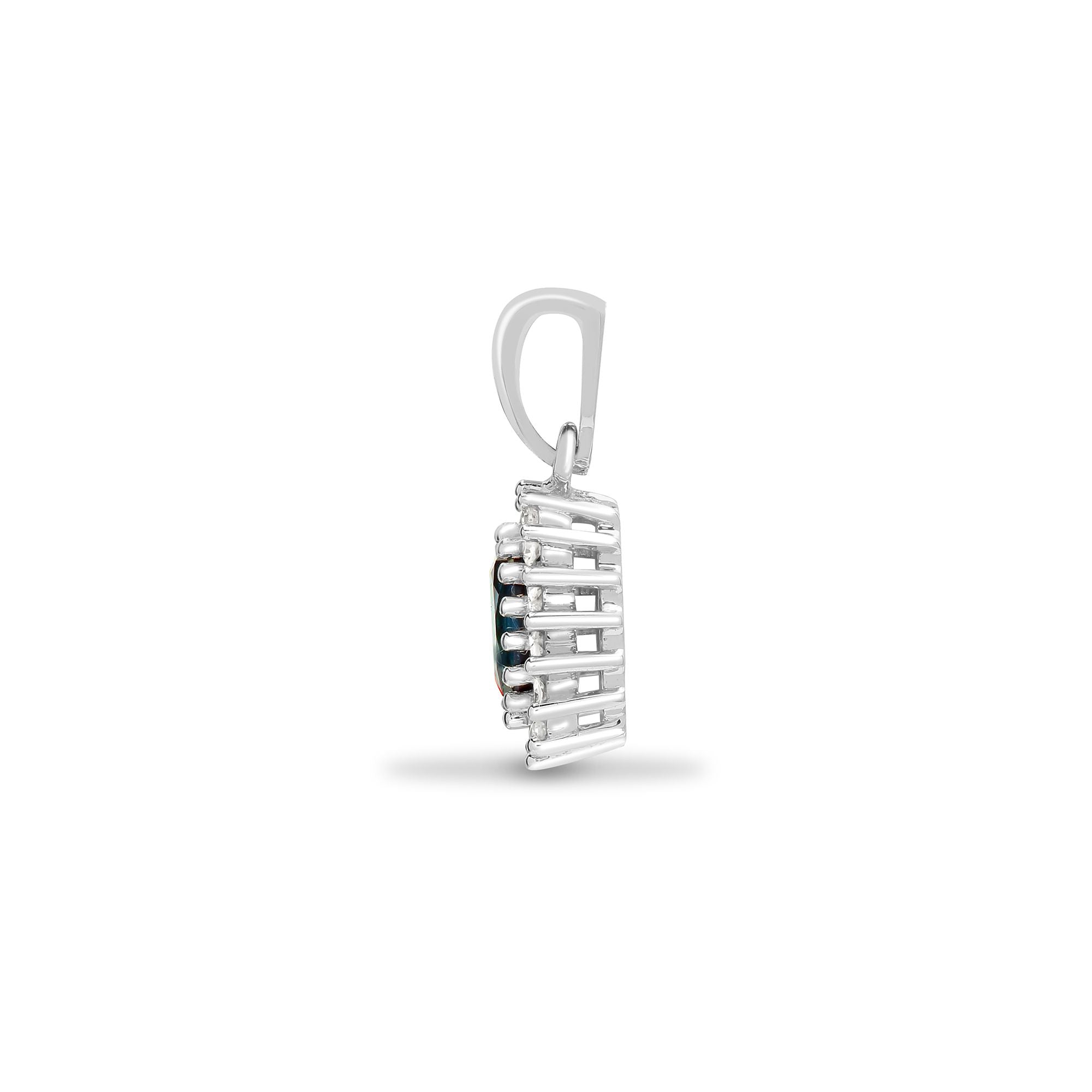 9ct White Gold Natural Diamond And Sapphire Pendant