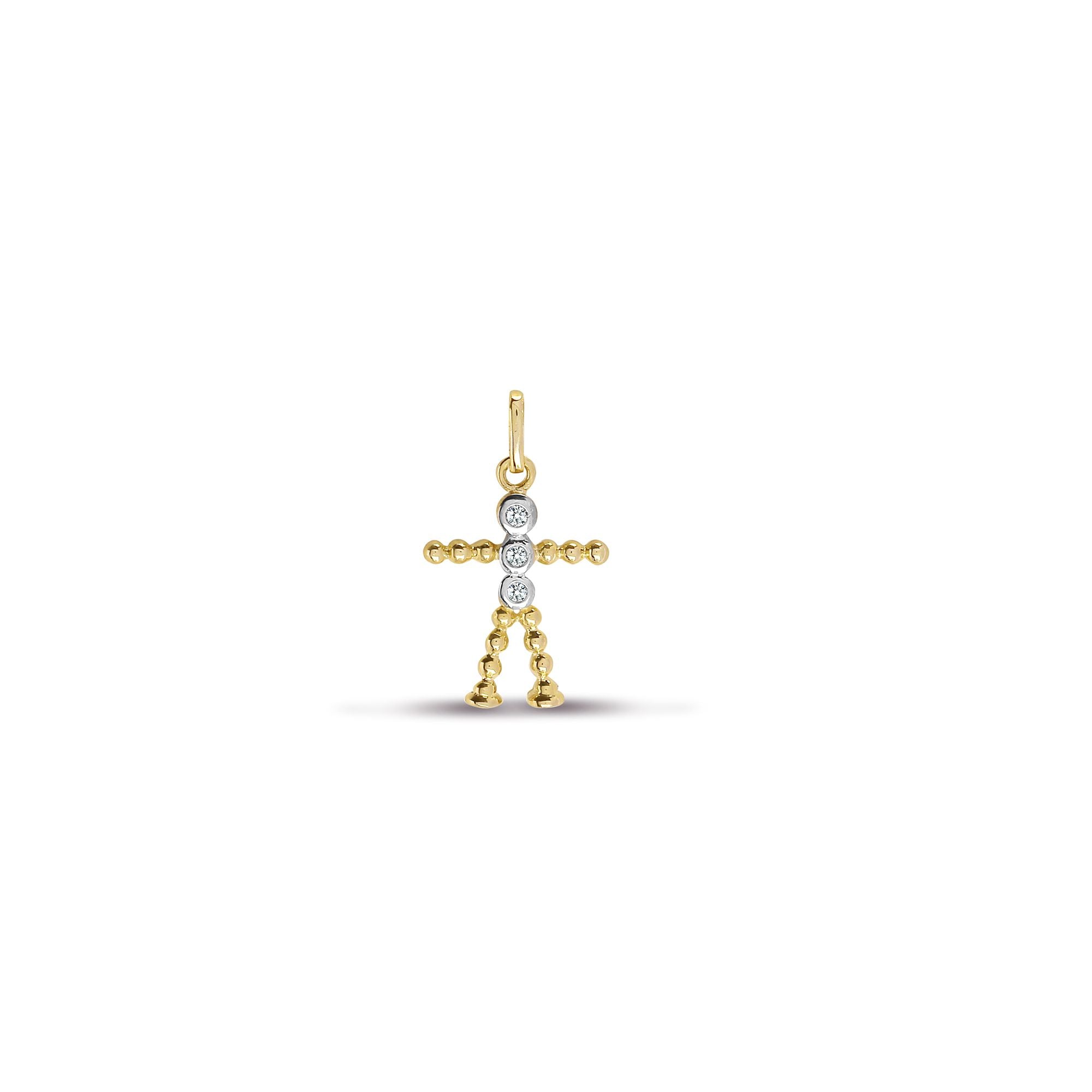 9ct Yellow Gold Natural Diamond Corn dolly Boy Pendant