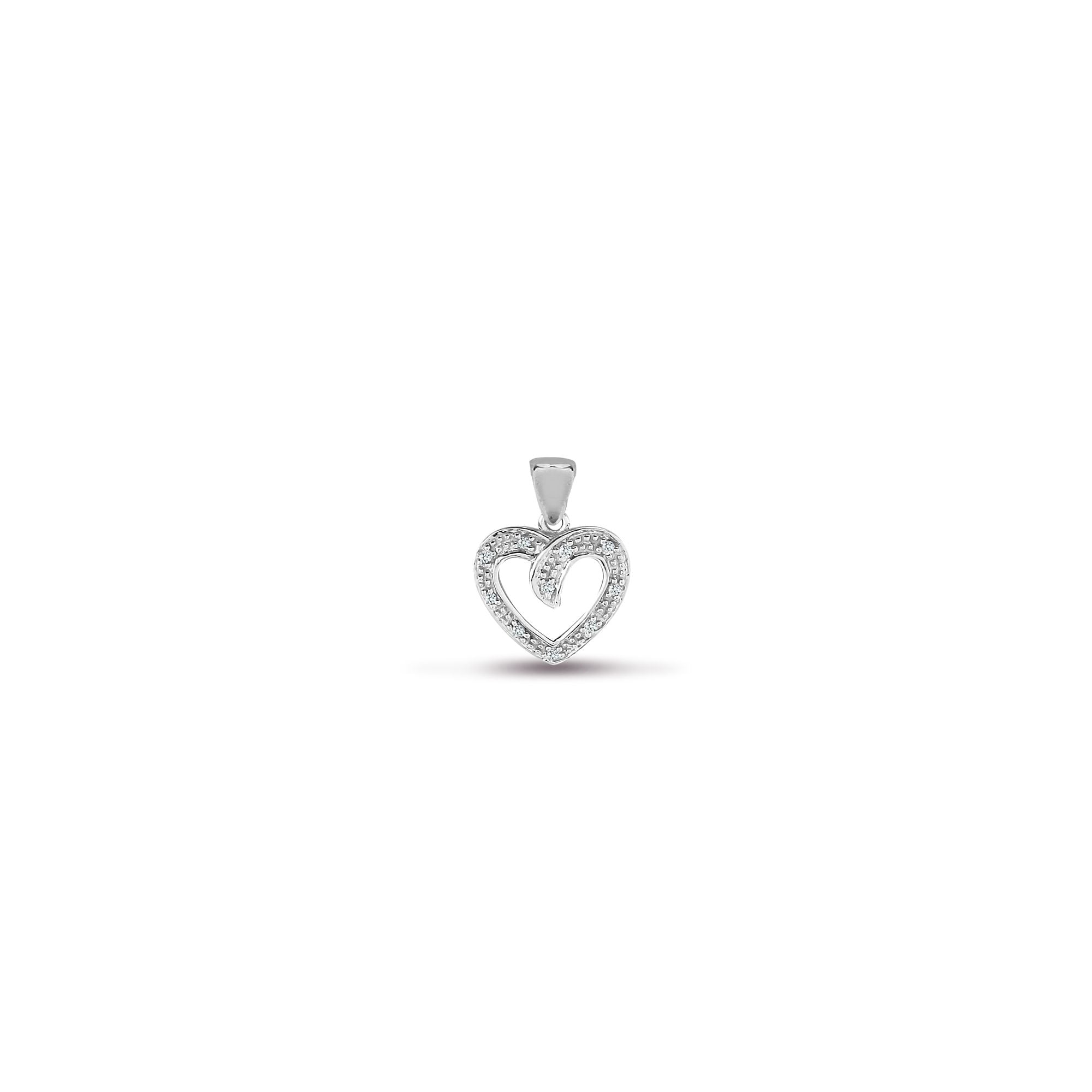 9ct White Gold Natural Diamond Heart Pendant