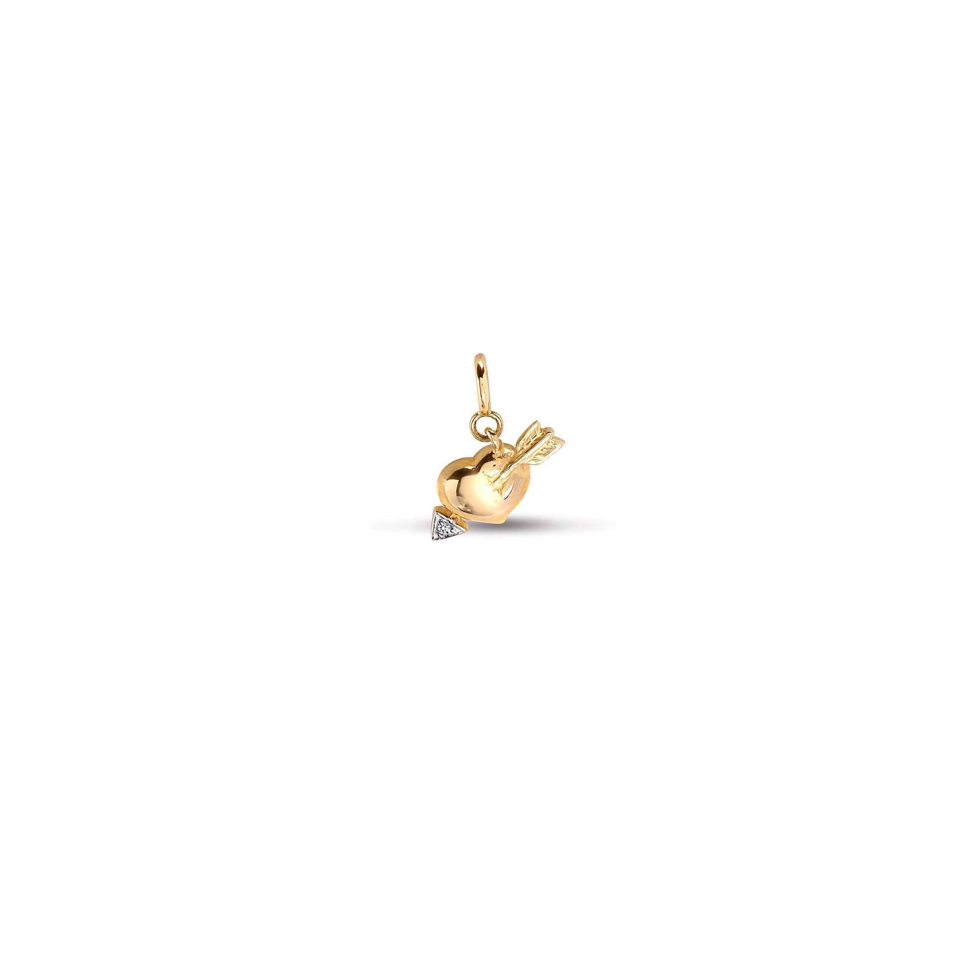9ct Yellow Gold Natural Diamond Heart / Arrow Pendant