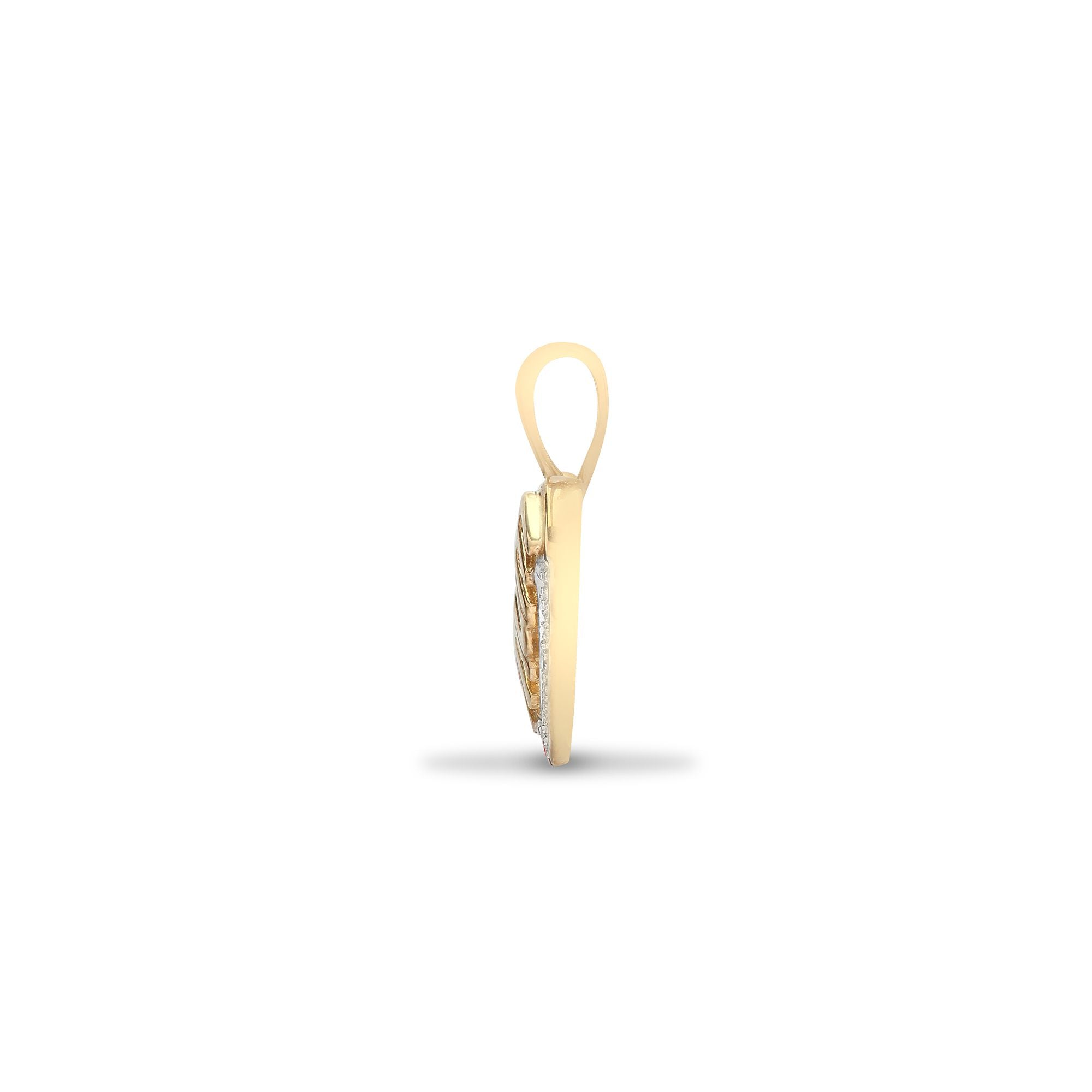 9ct Yellow Gold Natural Diamond Heart / Mum Pendant