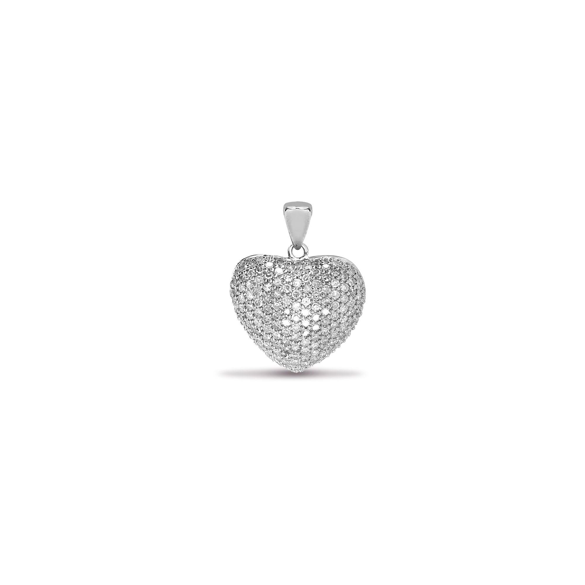 9ct White Gold Natural Diamond Heart Pendant