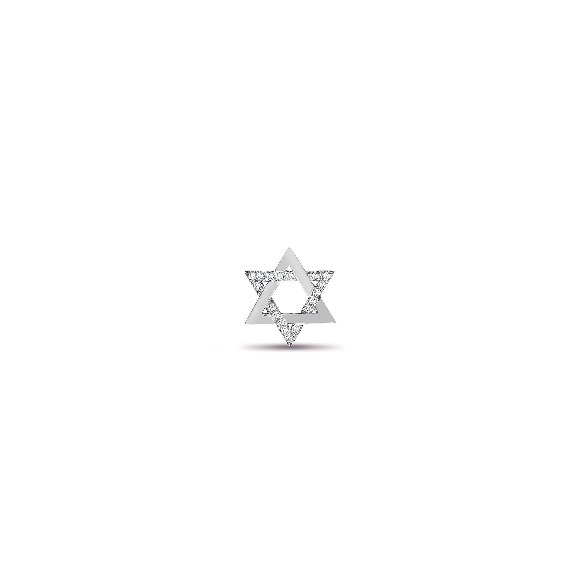 9ct White Gold Natural Diamond Star Of David Pendant