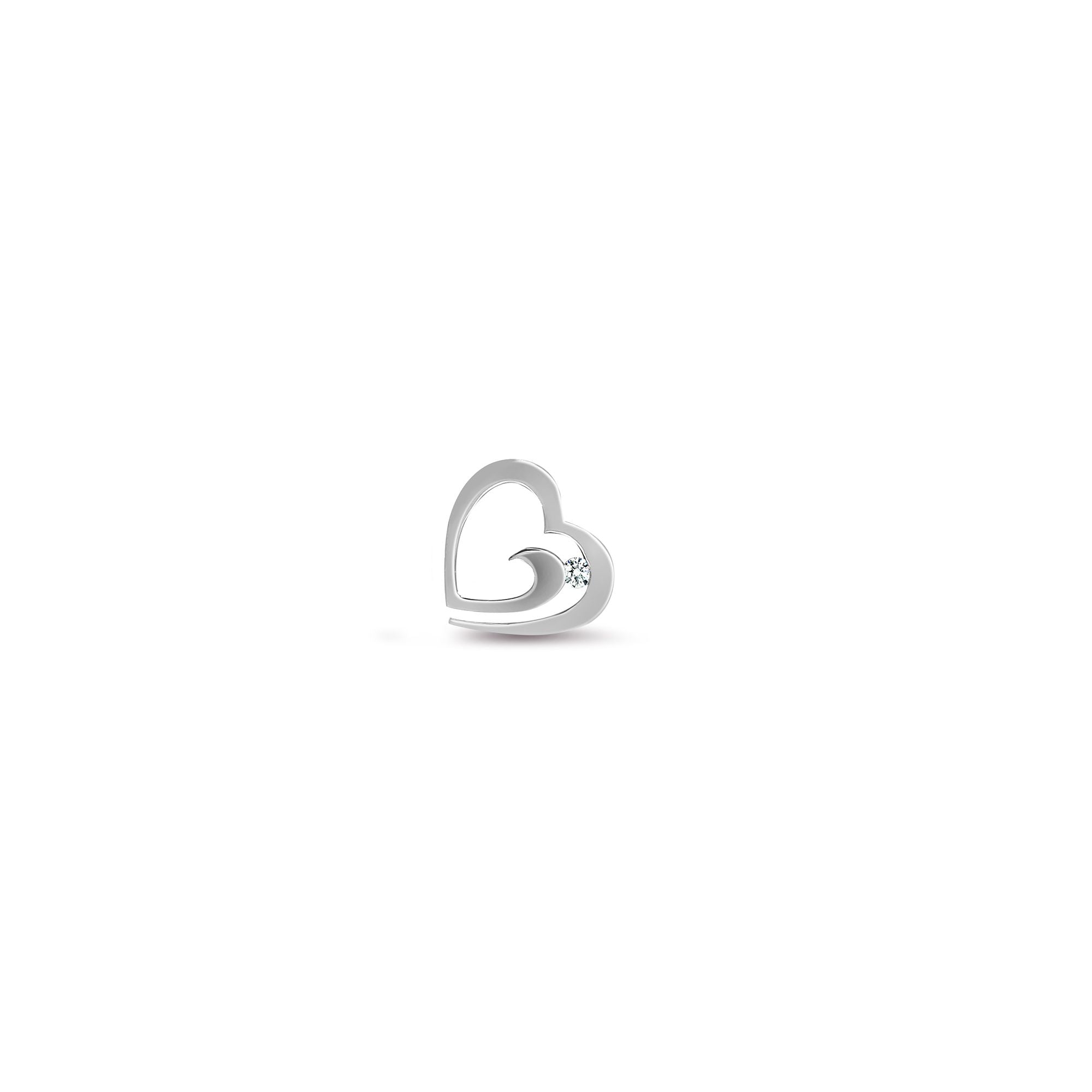 9ct White Gold Natural Diamond Heart Pendant