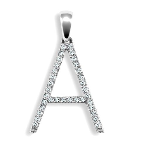 9ct White Gold Natural Diamond Set Initial Pendant