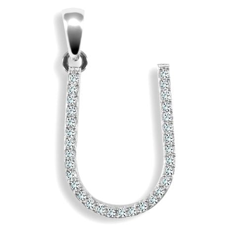 9ct White Gold Natural Diamond Set Initial Pendant