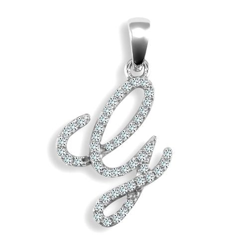 9ct White Gold Natural Diamond Set Initial Pendant