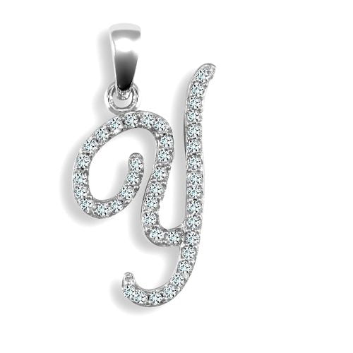 9ct White Gold Natural Diamond Set Initial Pendant