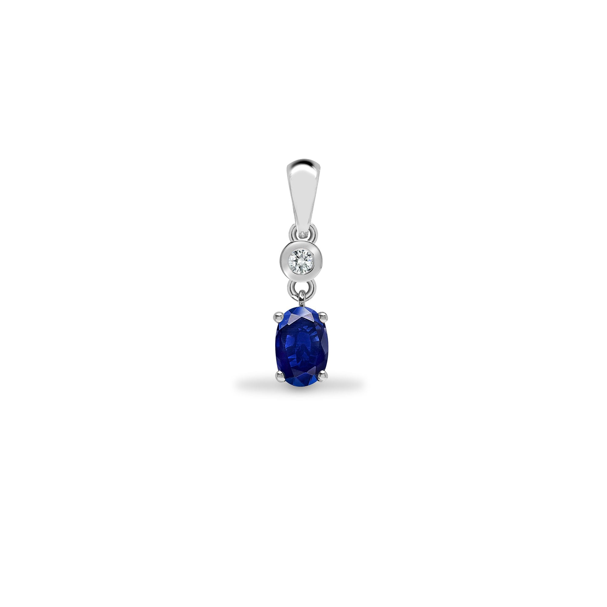 9ct White Dia-4pts Saph-65pts Drop Pendant