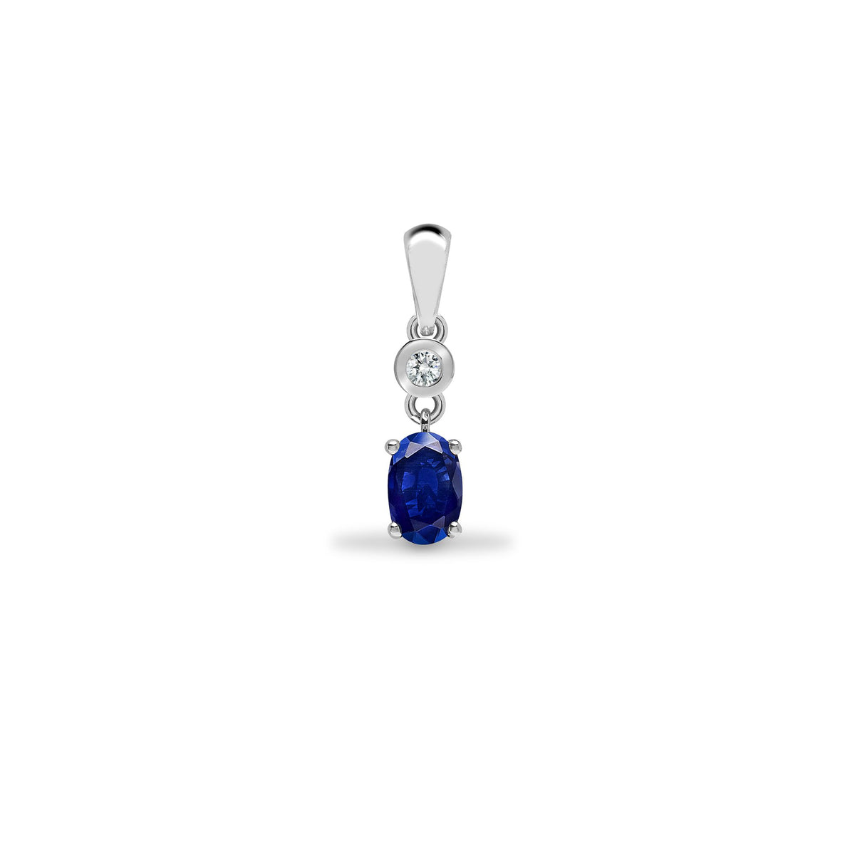 9ct White Dia-4pts Saph-65pts Drop Pendant