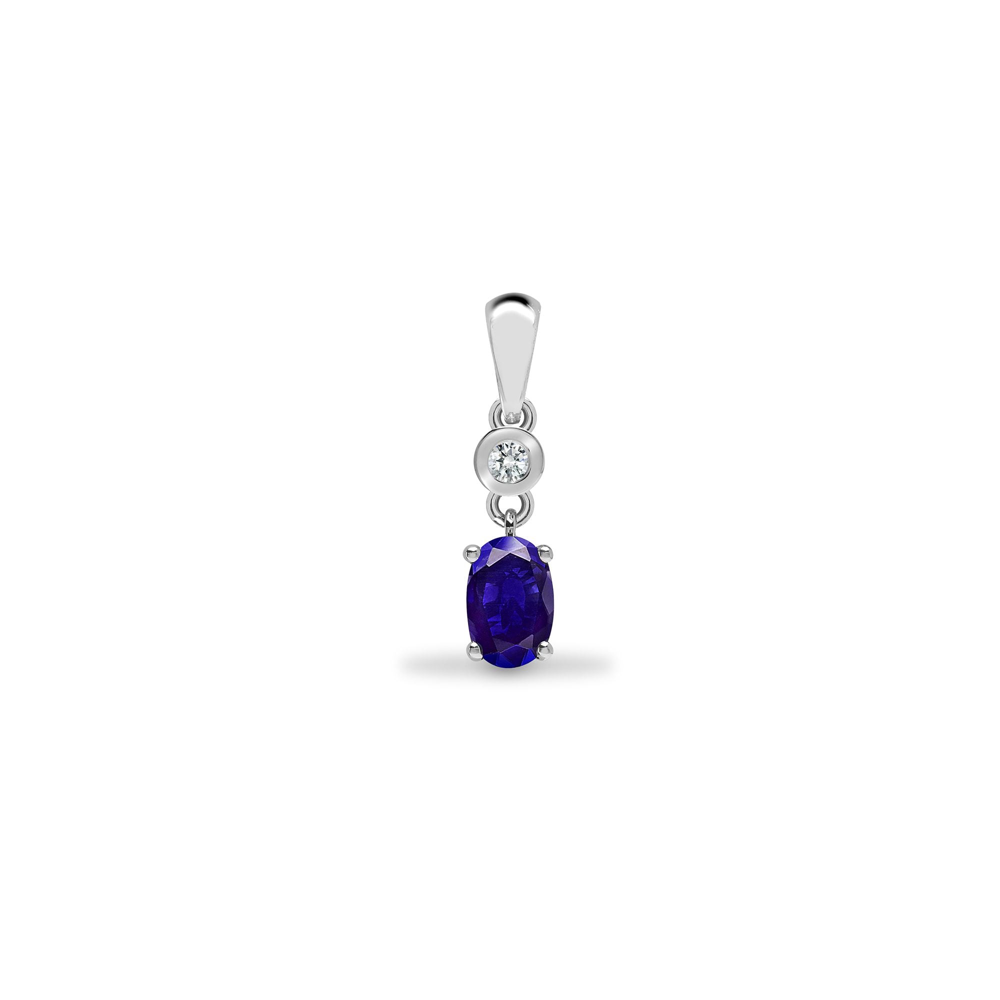 9ct White Dia-4pts Tanz-37pts Drop Pendant
