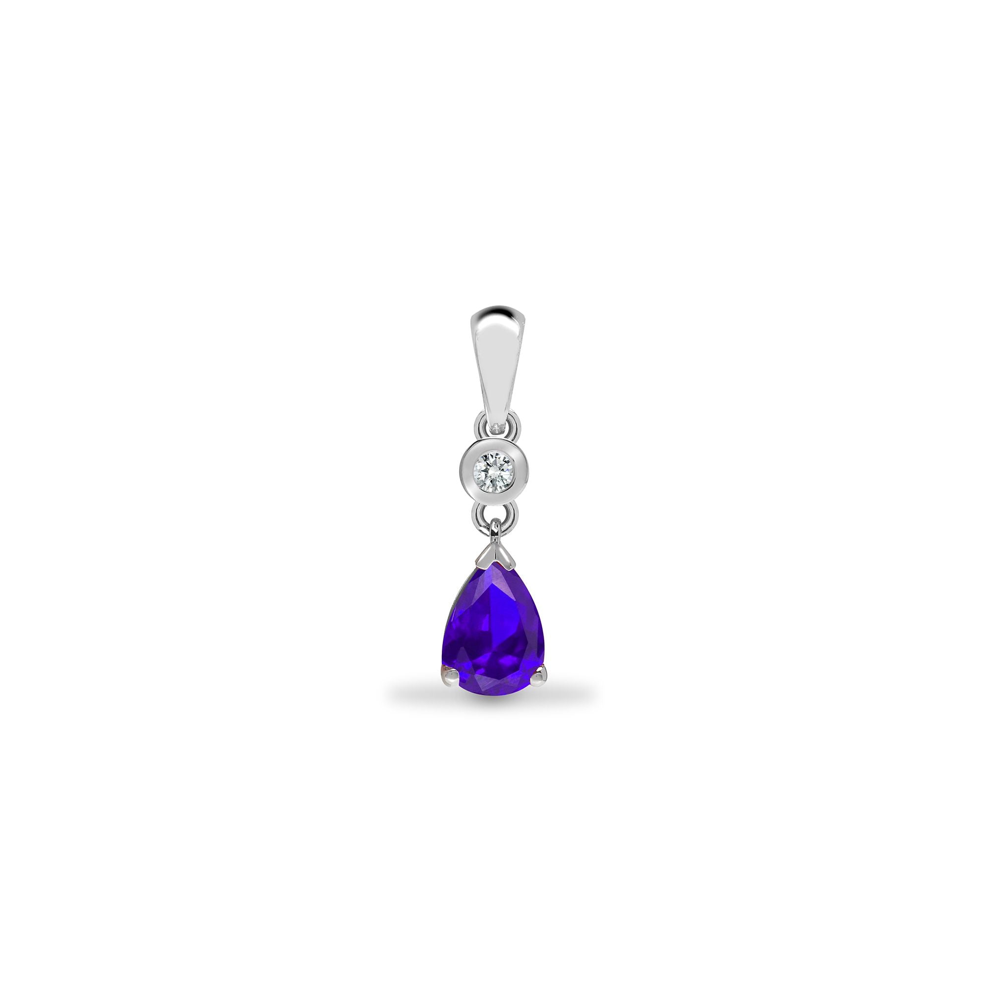 9ct White Dia-4pts Tanz-60pts Drop Pendant