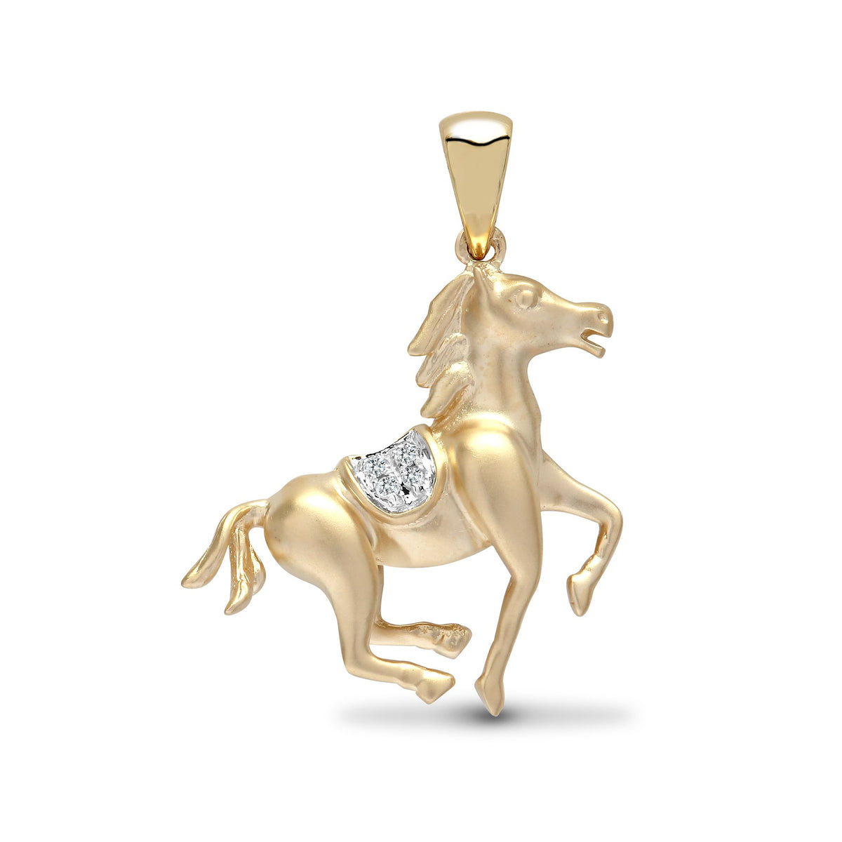 9ct Yellow 1pt Natural Diamond Horse Pendant