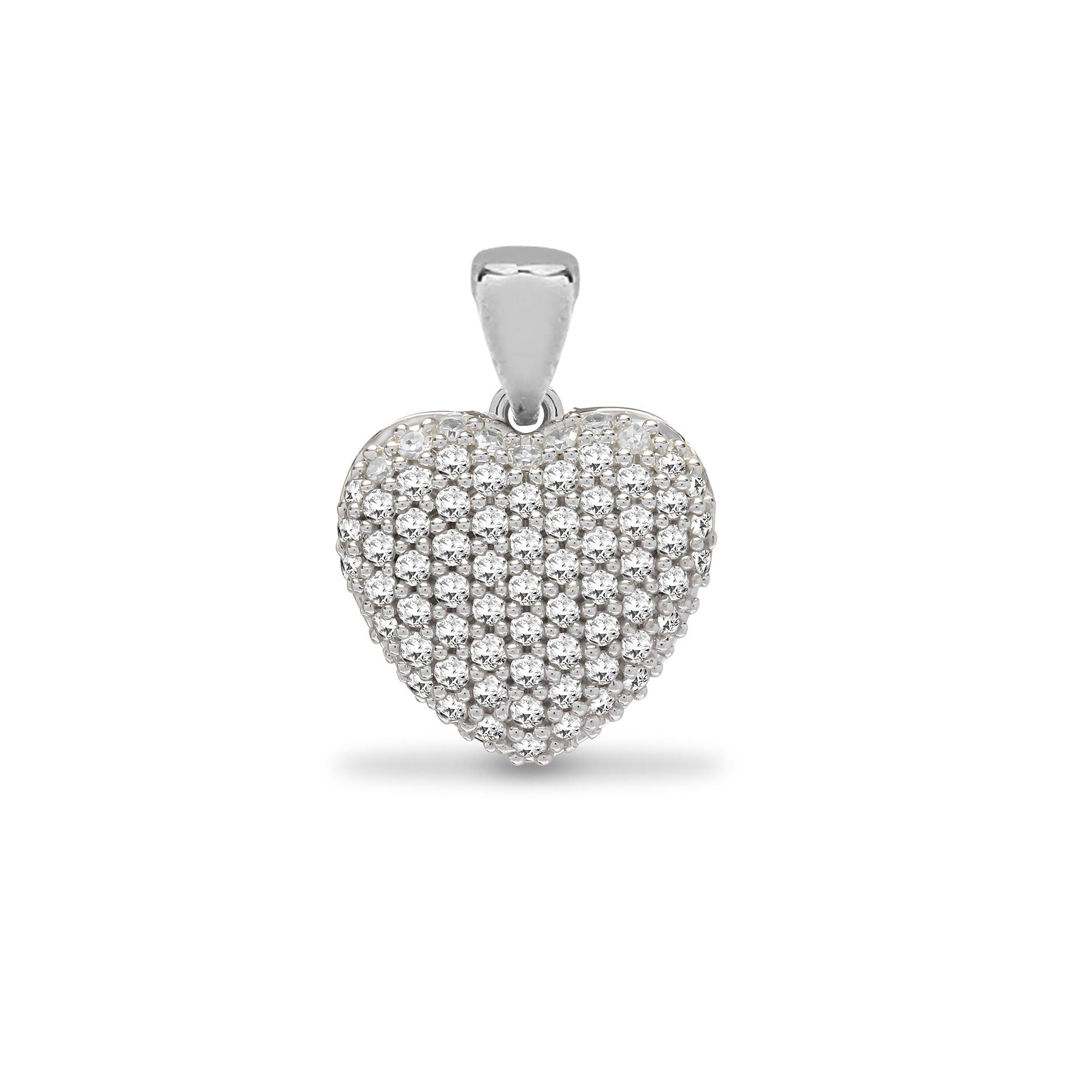 9ct White 0.25ct Pave Set Natural Diamond Heart