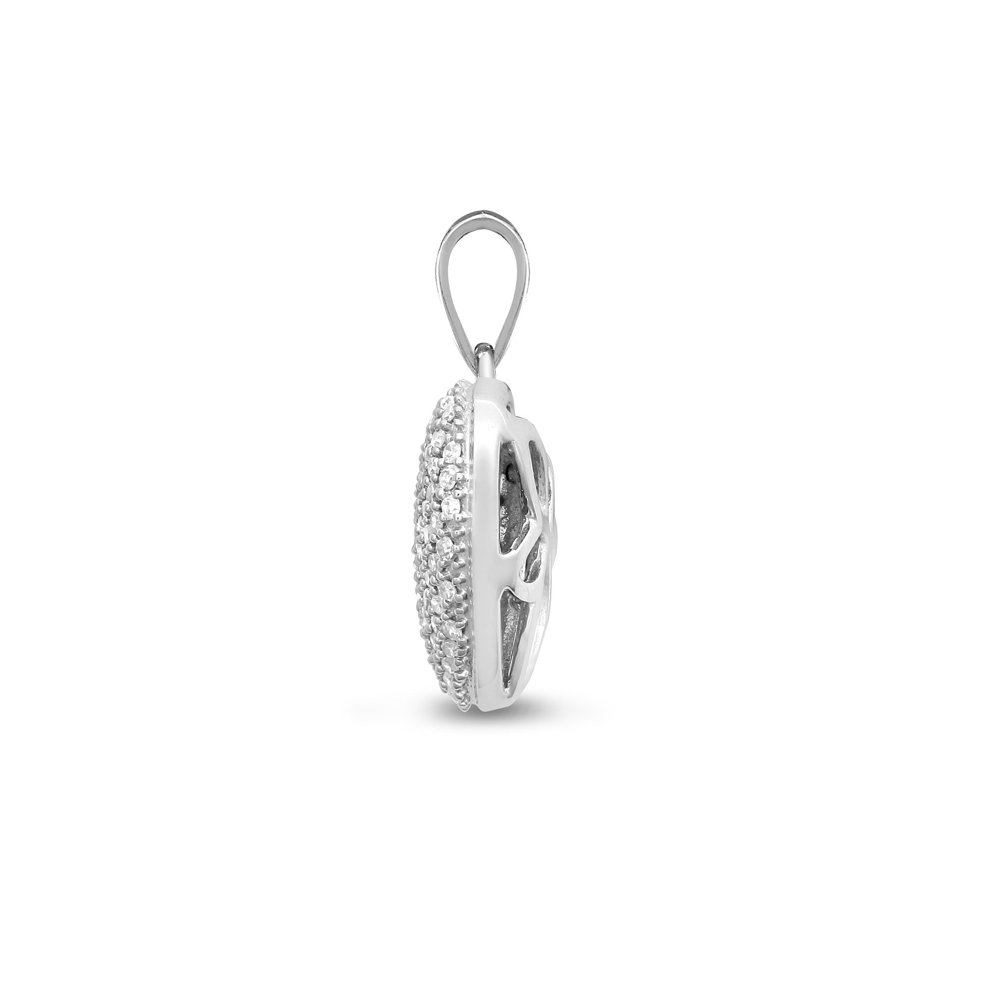 9ct White 0.50ct Pave Set Natural Diamond Heart