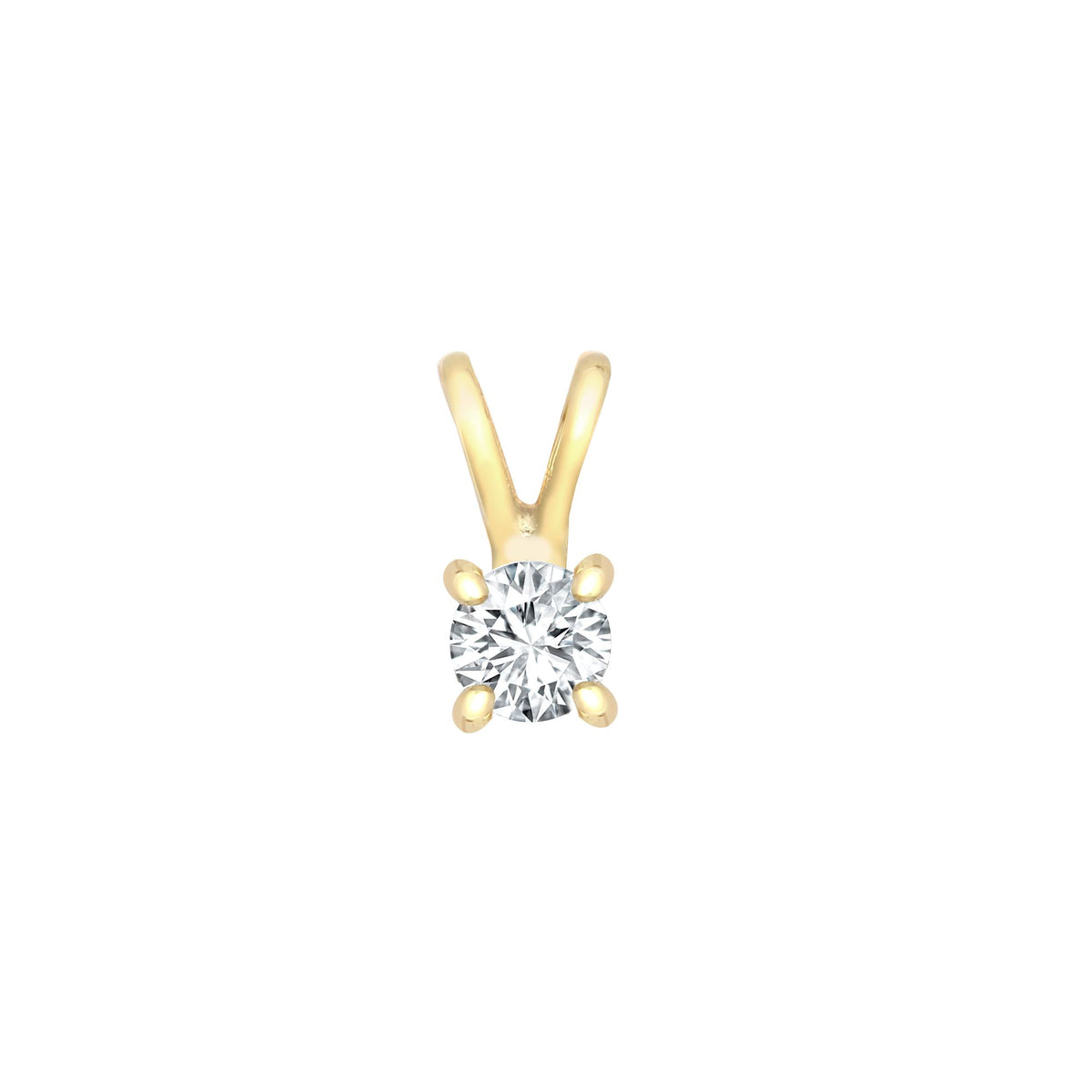 9ct Yellow 4 Claw Natural Diamond Solitaire Pendant