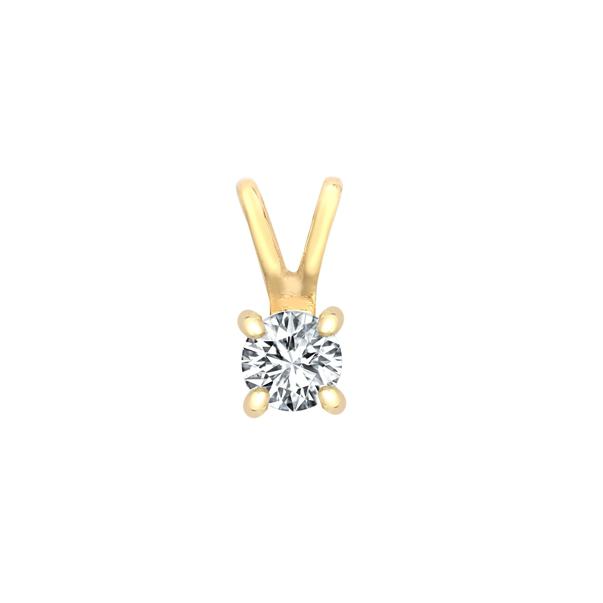 9ct Yellow 0.30ct 4 Claw Natural Diamond Solitaire Pendant