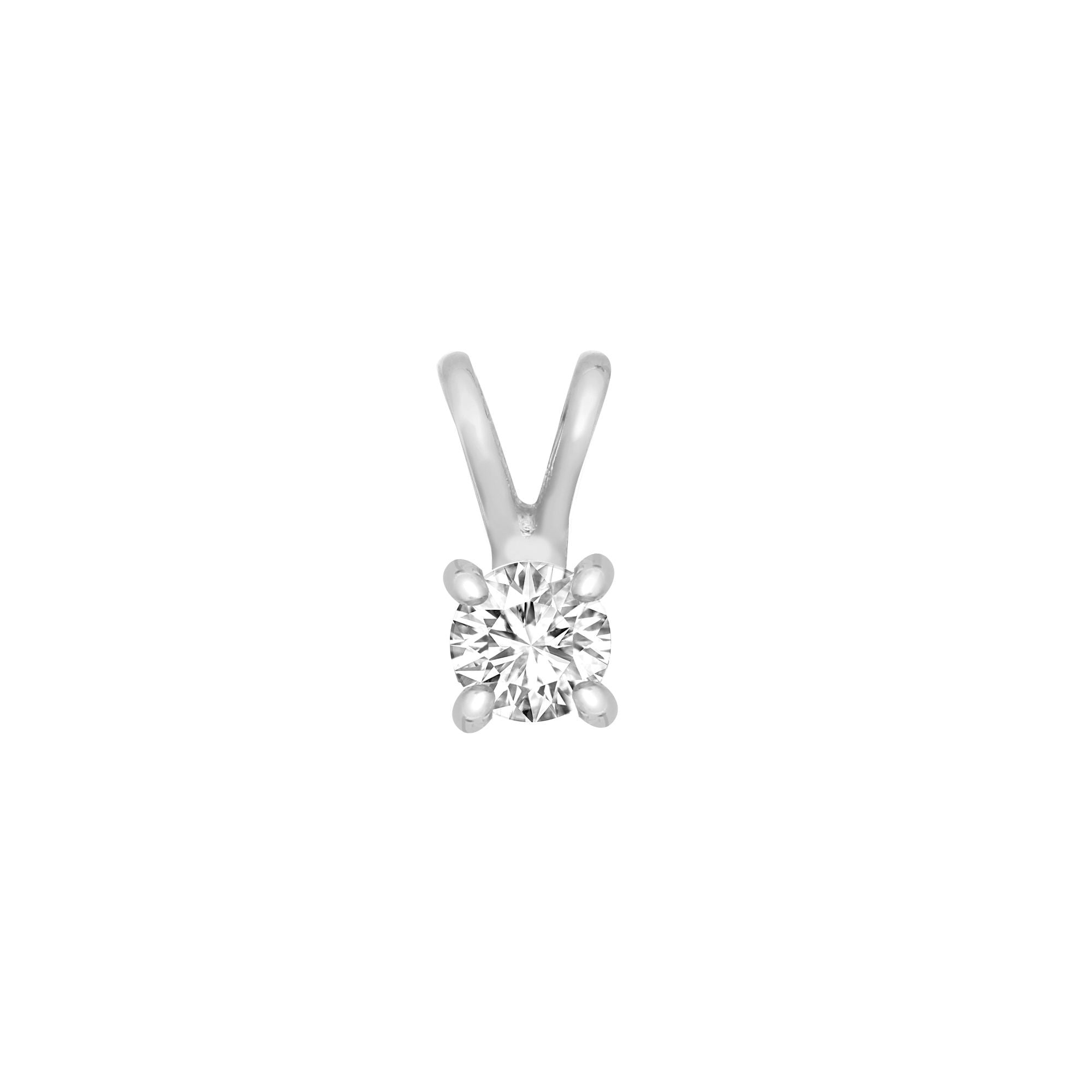 9ct White 0.20ct 4 Claw Natural Diamond Solitaire Pendant