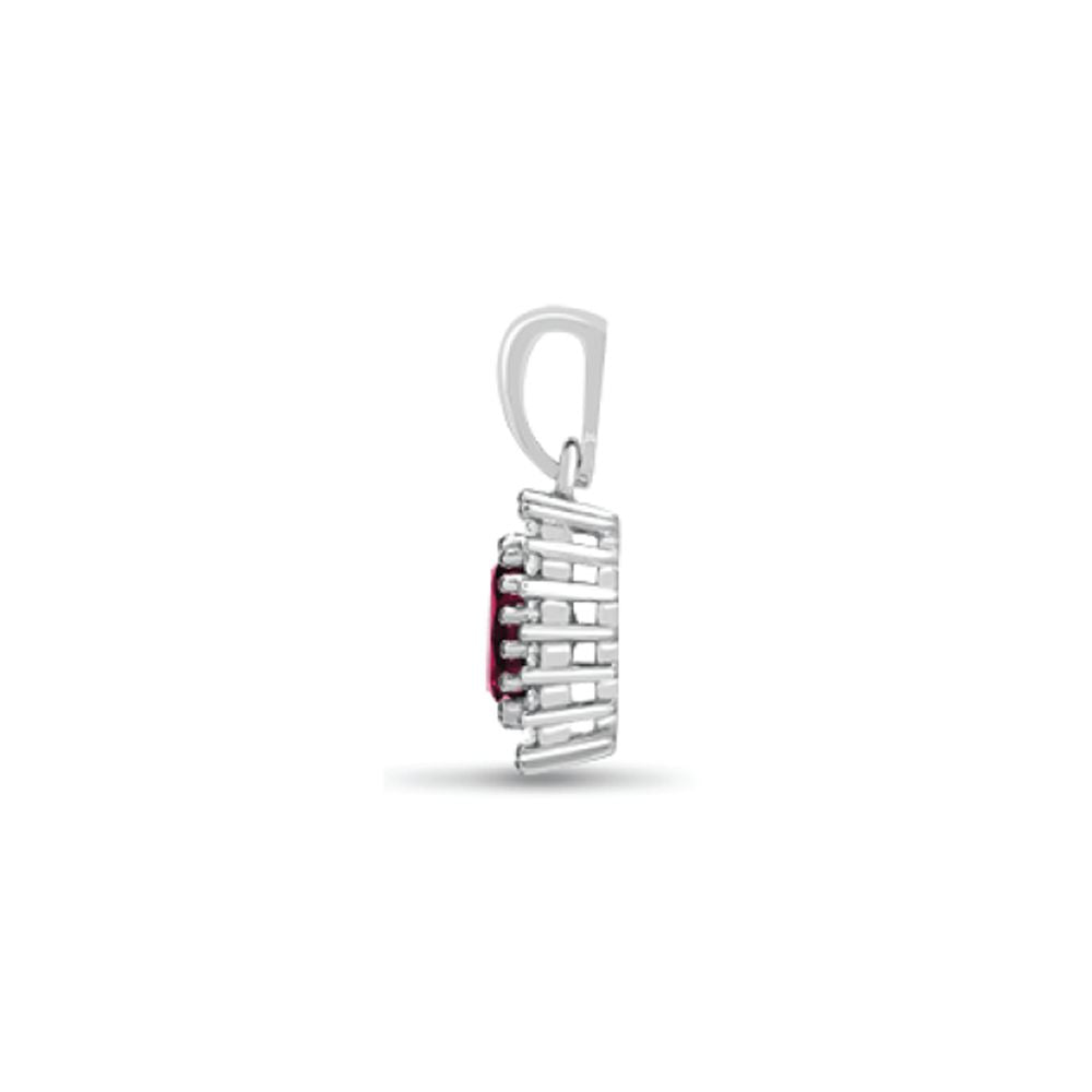 9ct White Gold Natural Diamond And Ruby Pendant