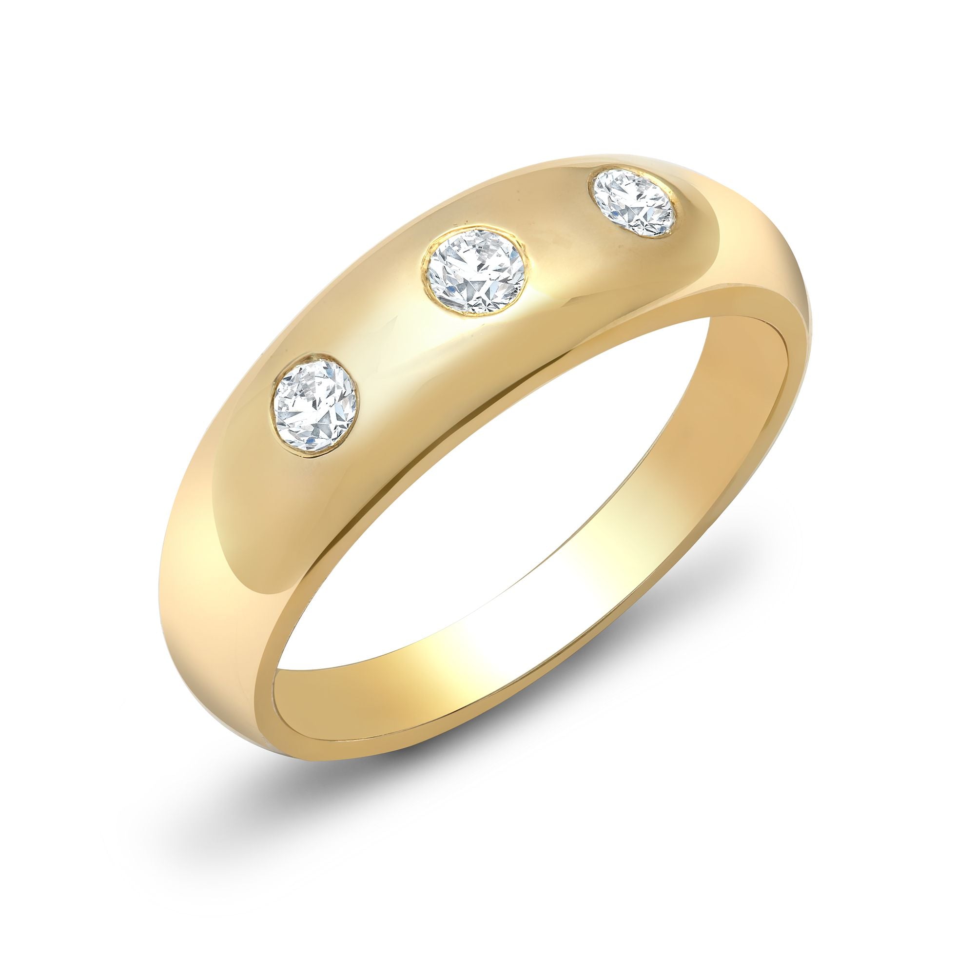 9ct Yellow Gold Natural Diamond 3 Stone Trilogy Ring