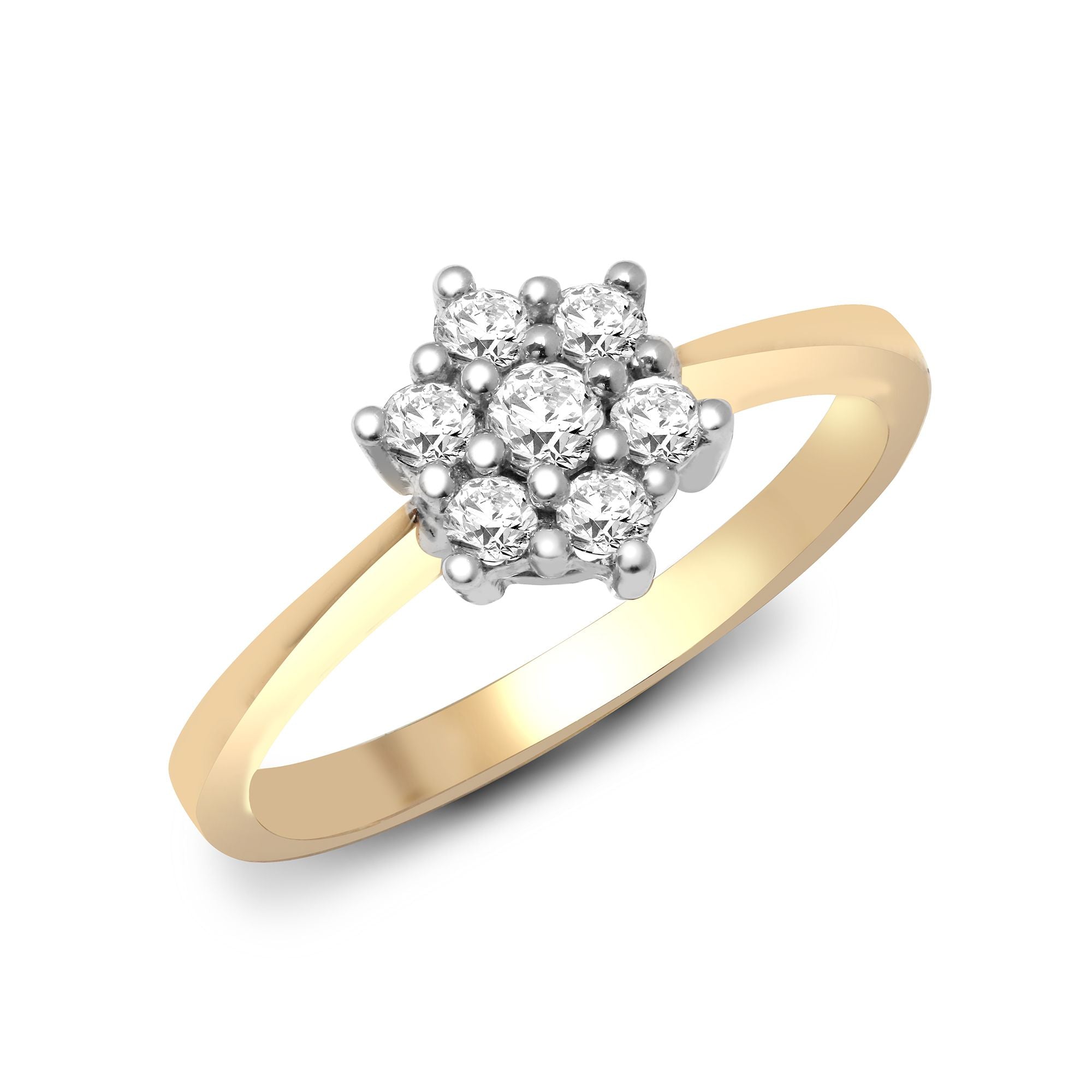 9ct Yellow Gold Natural Diamond Cluster Ring