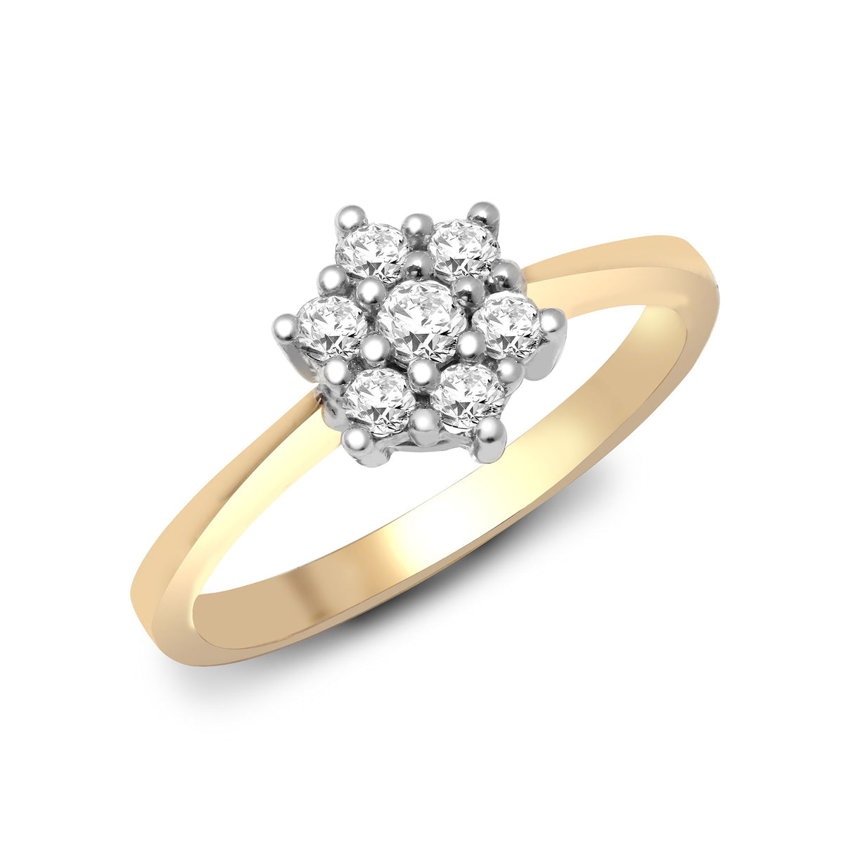 9ct Yellow Gold Natural Diamond Cluster Ring
